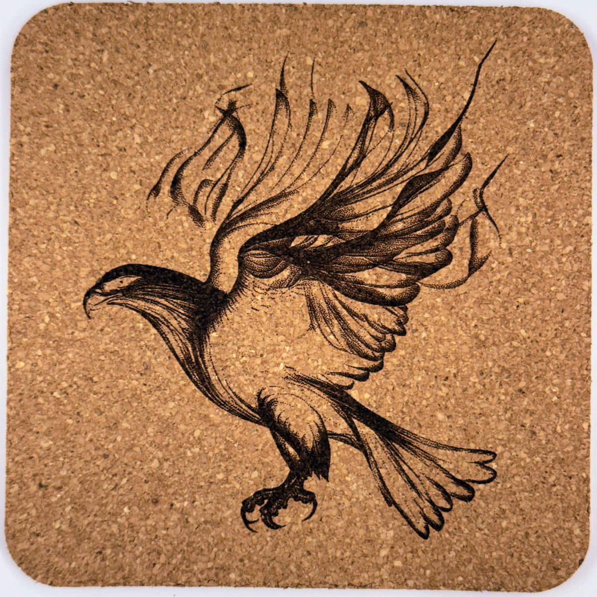 Laser Engraved Cork Coasters - Mystical Smoke Animal Design - Set of 4