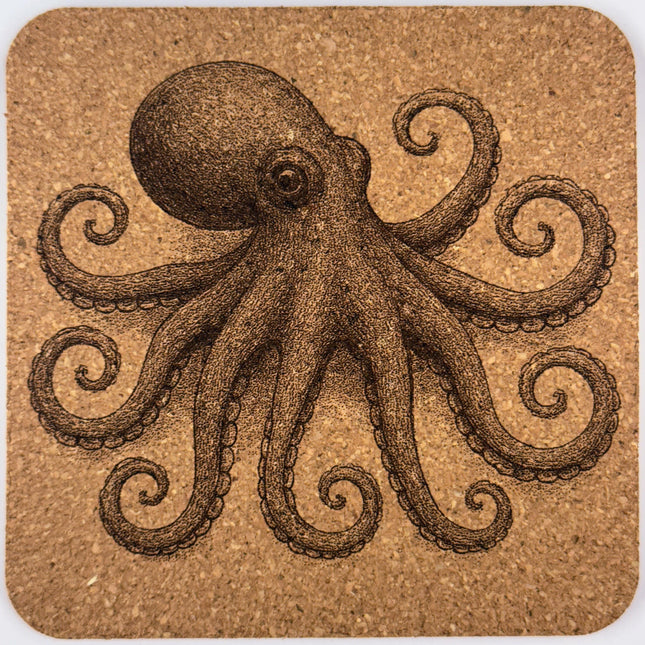 Sea Creature Cork Coasters: Nautical Beach House Decor Gift Set