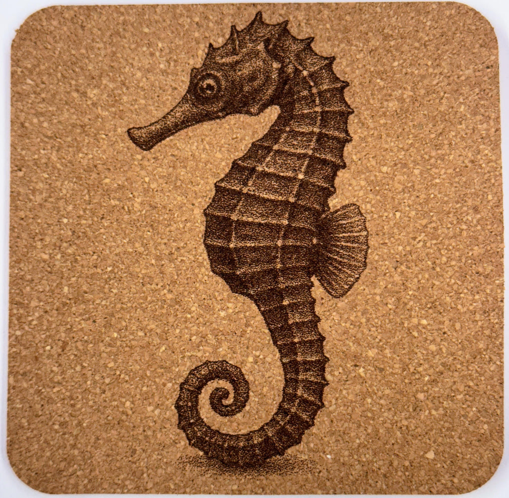 Sea Creature Cork Coasters: Nautical Beach House Decor Gift Set