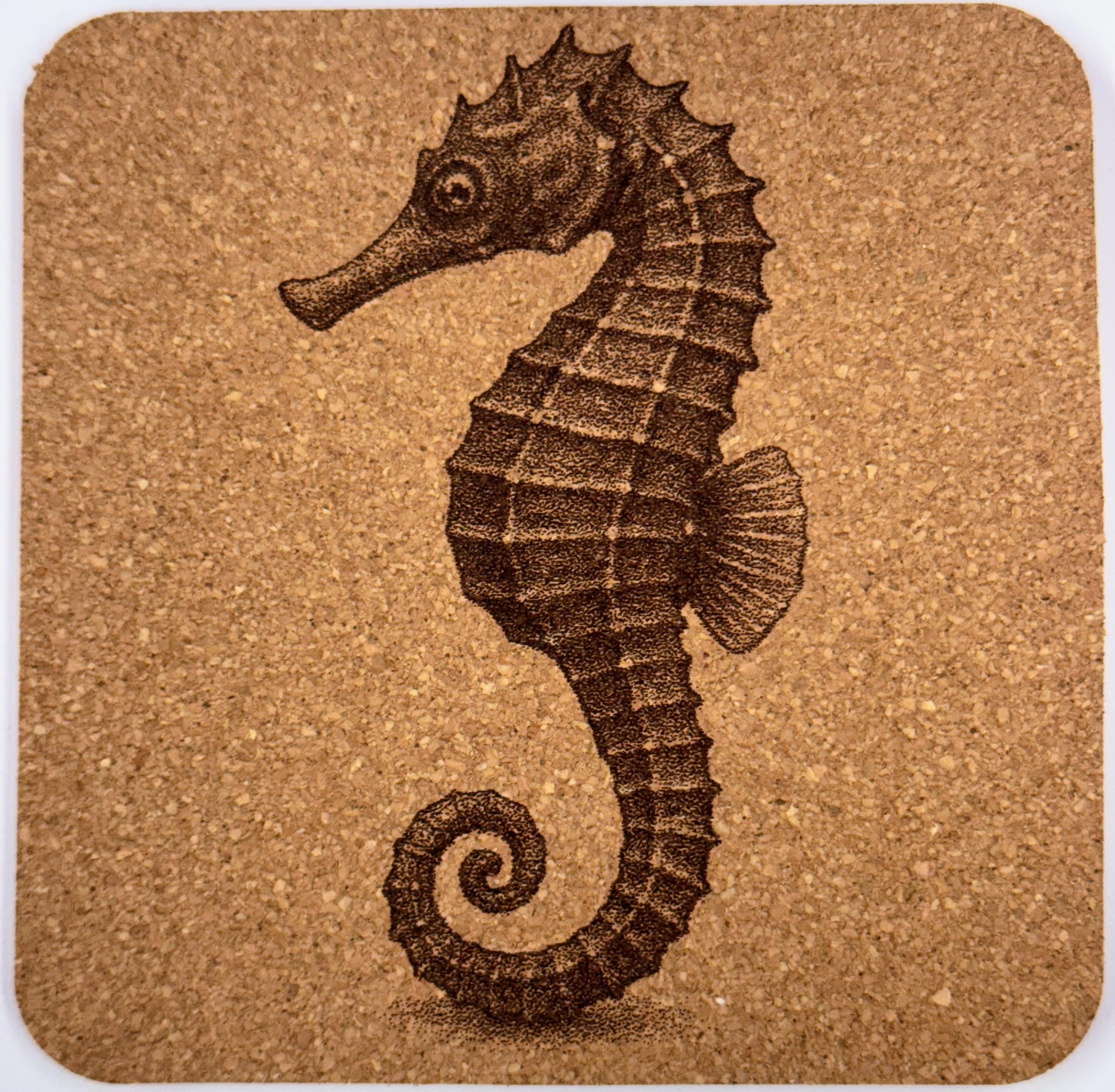 Sea Creature Cork Coasters: Nautical Beach House Decor Gift Set