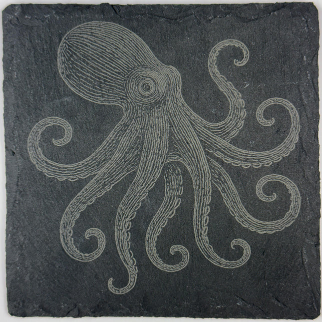 Engraved Slate Sea Creature Coasters: Nautical Ocean Theme Gift Set
