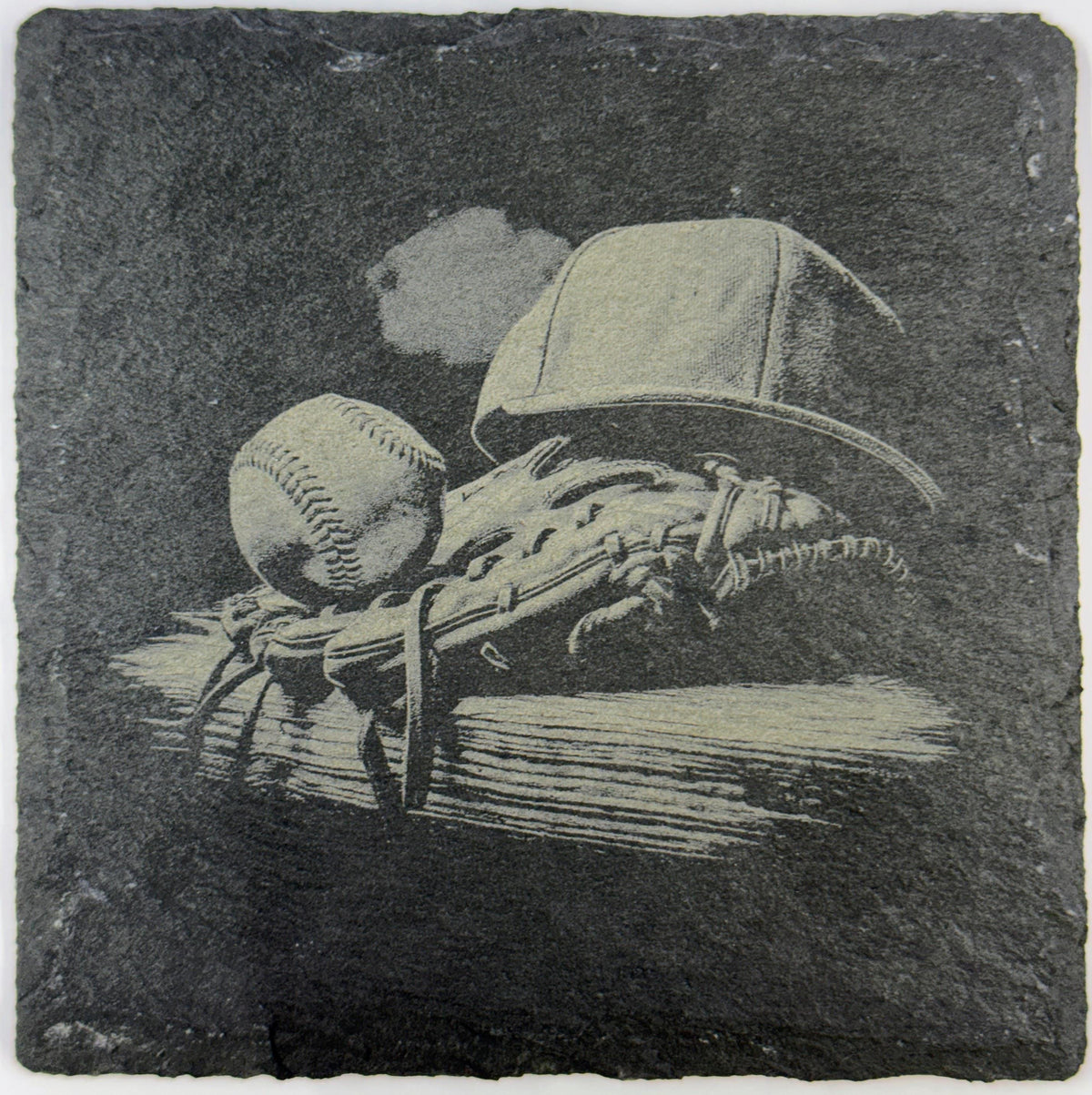 Laser Engraved Baseball Slate Coasters: Sports Fan Gift