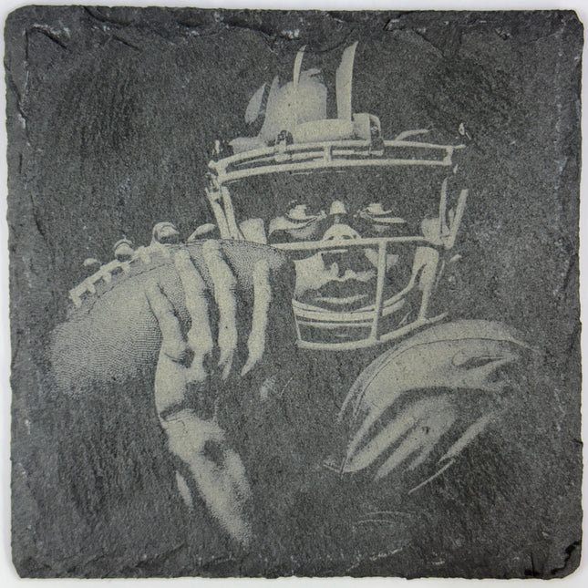 Laser Engraved Football Slate Coasters: Quarterback, Receiver, Runner Designs