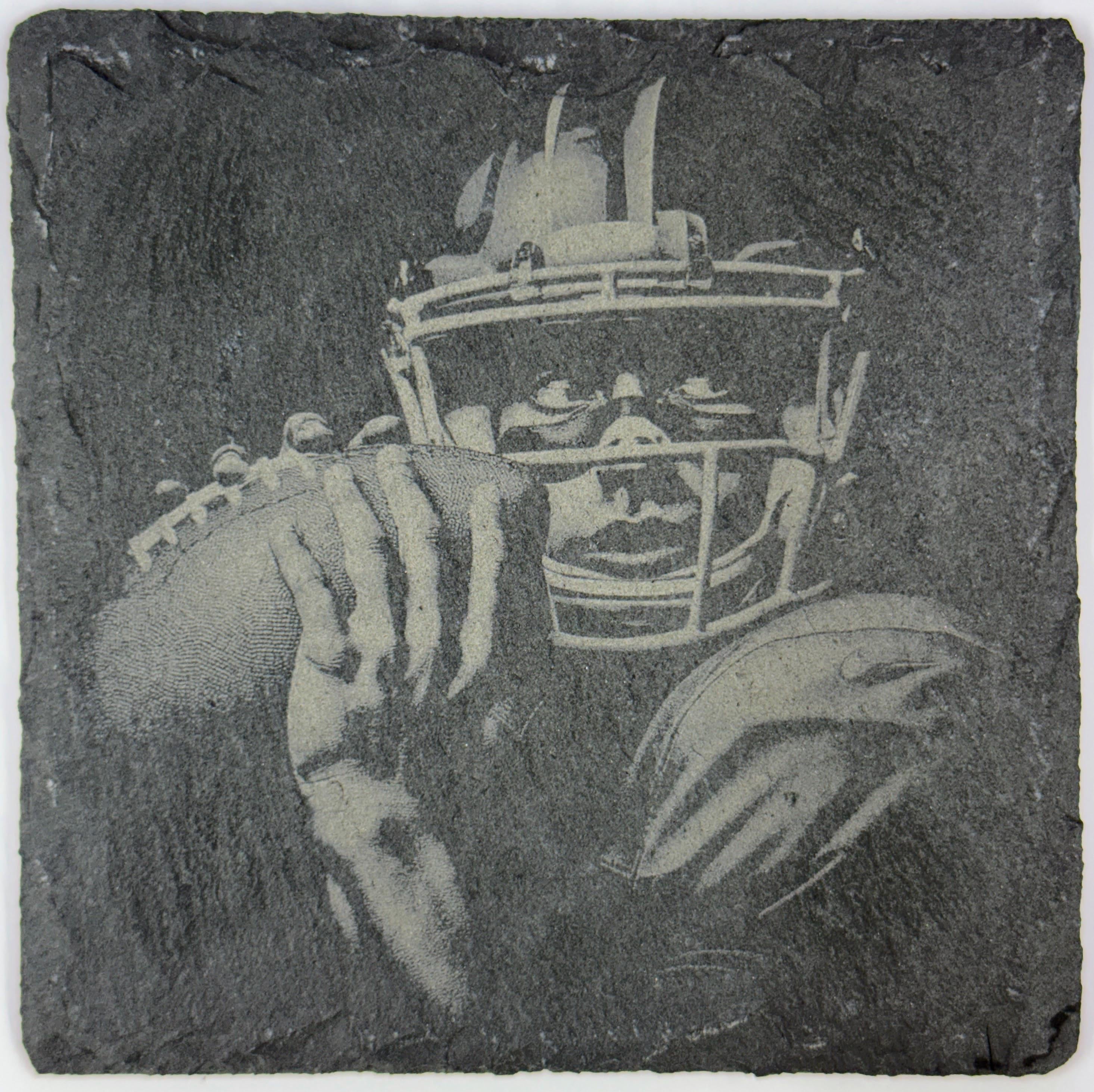 Laser Engraved Football Slate Coasters: Quarterback, Receiver, Runner Designs