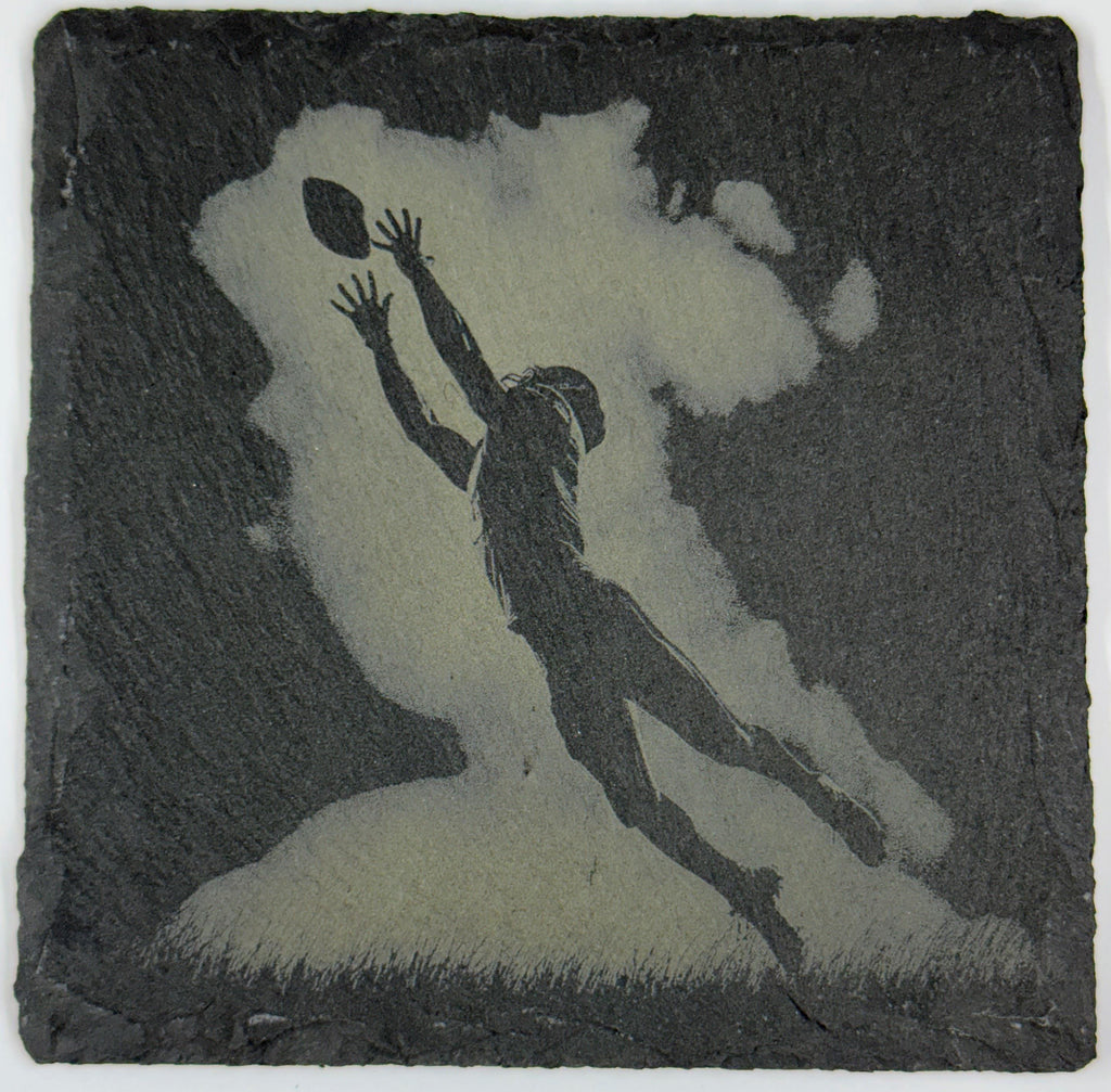 Laser Engraved Football Slate Coasters: Quarterback, Receiver, Runner Designs