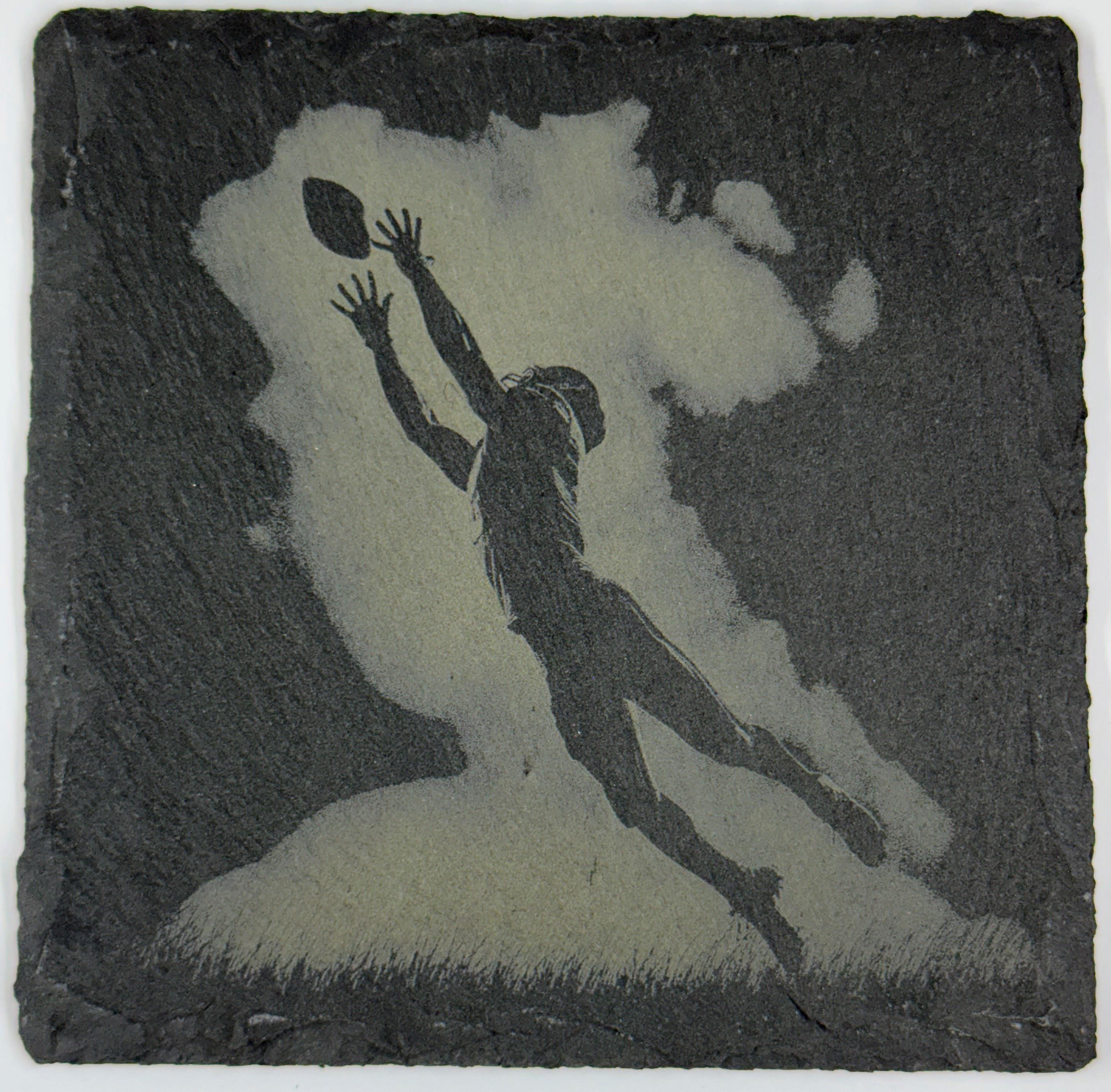 Laser Engraved Football Slate Coasters: Quarterback, Receiver, Runner Designs