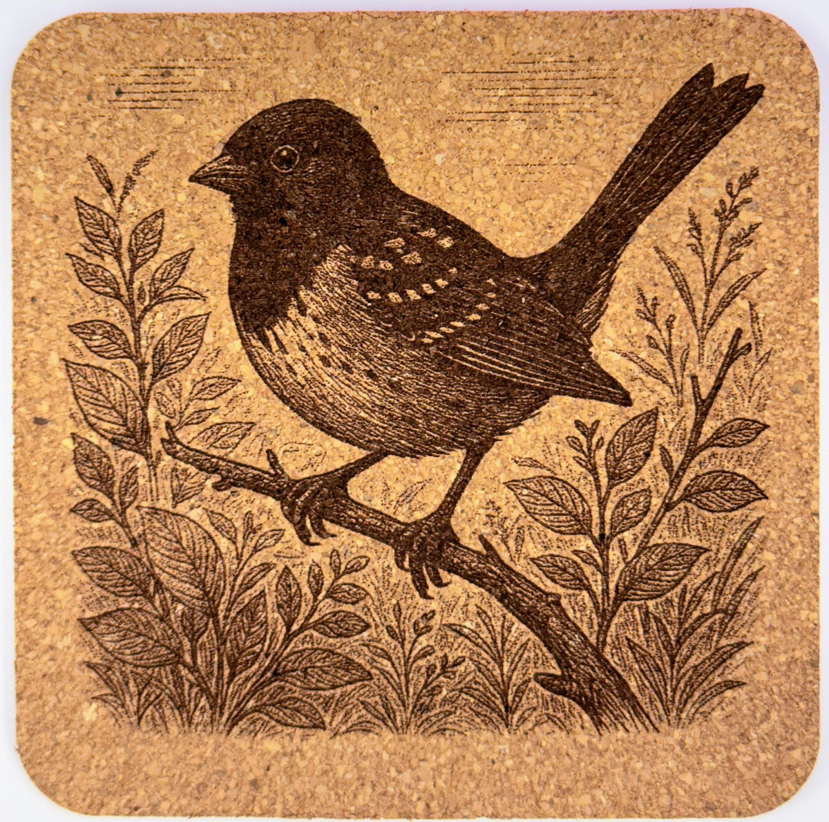 Engraved PNW Bird Cork Coaster Set: Rustic Pacific Northwest Decor