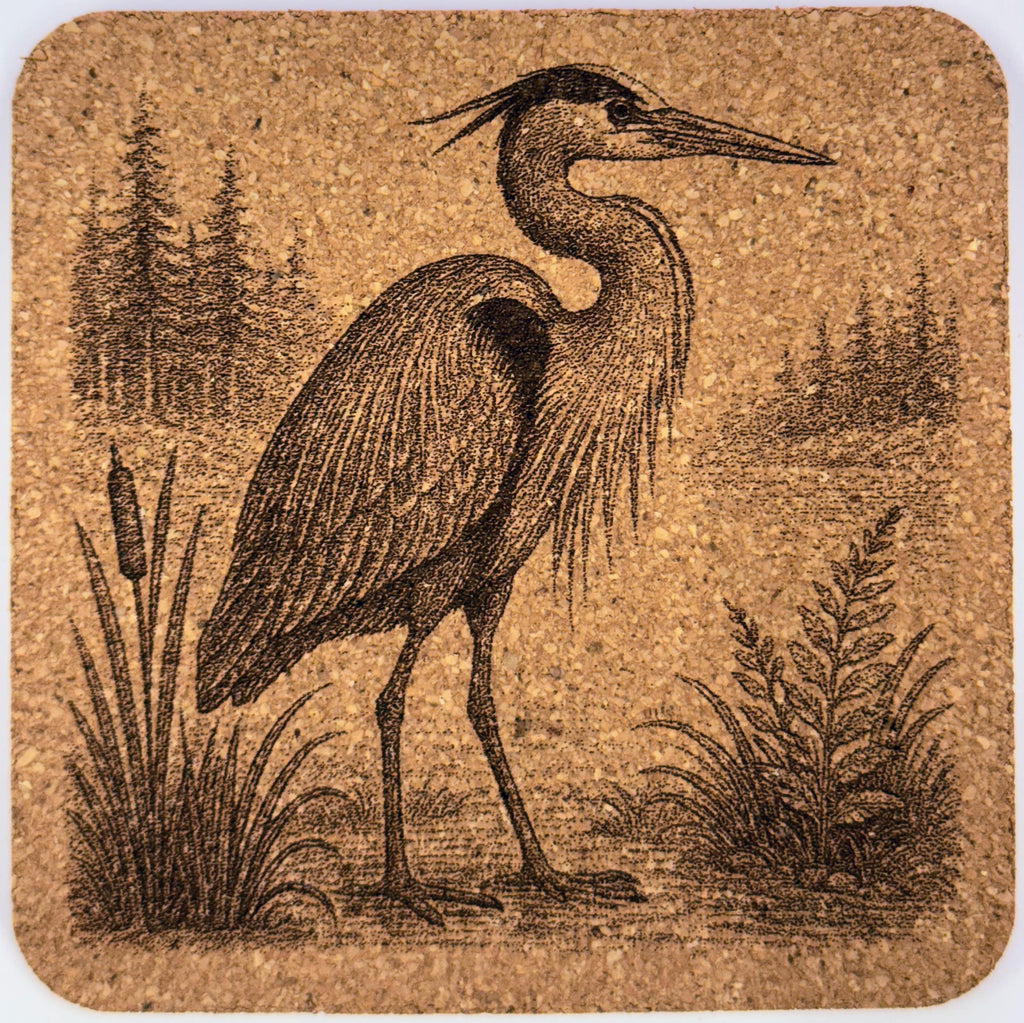 Engraved PNW Birds Cork Coaster Set: Pacific Northwest Wildlife