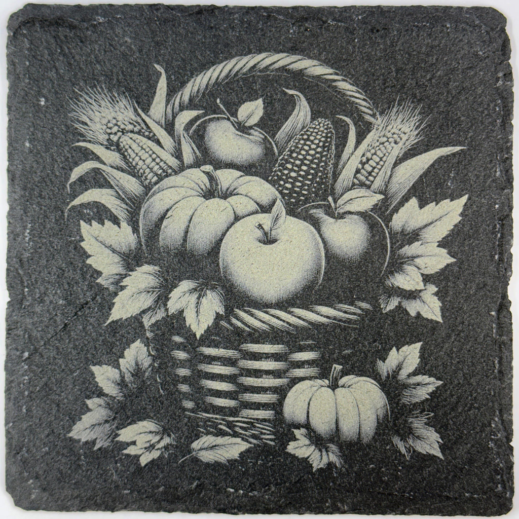 Fall Harvest Set of 4 Slate Coasters - Rustic Farmhouse Table Decor