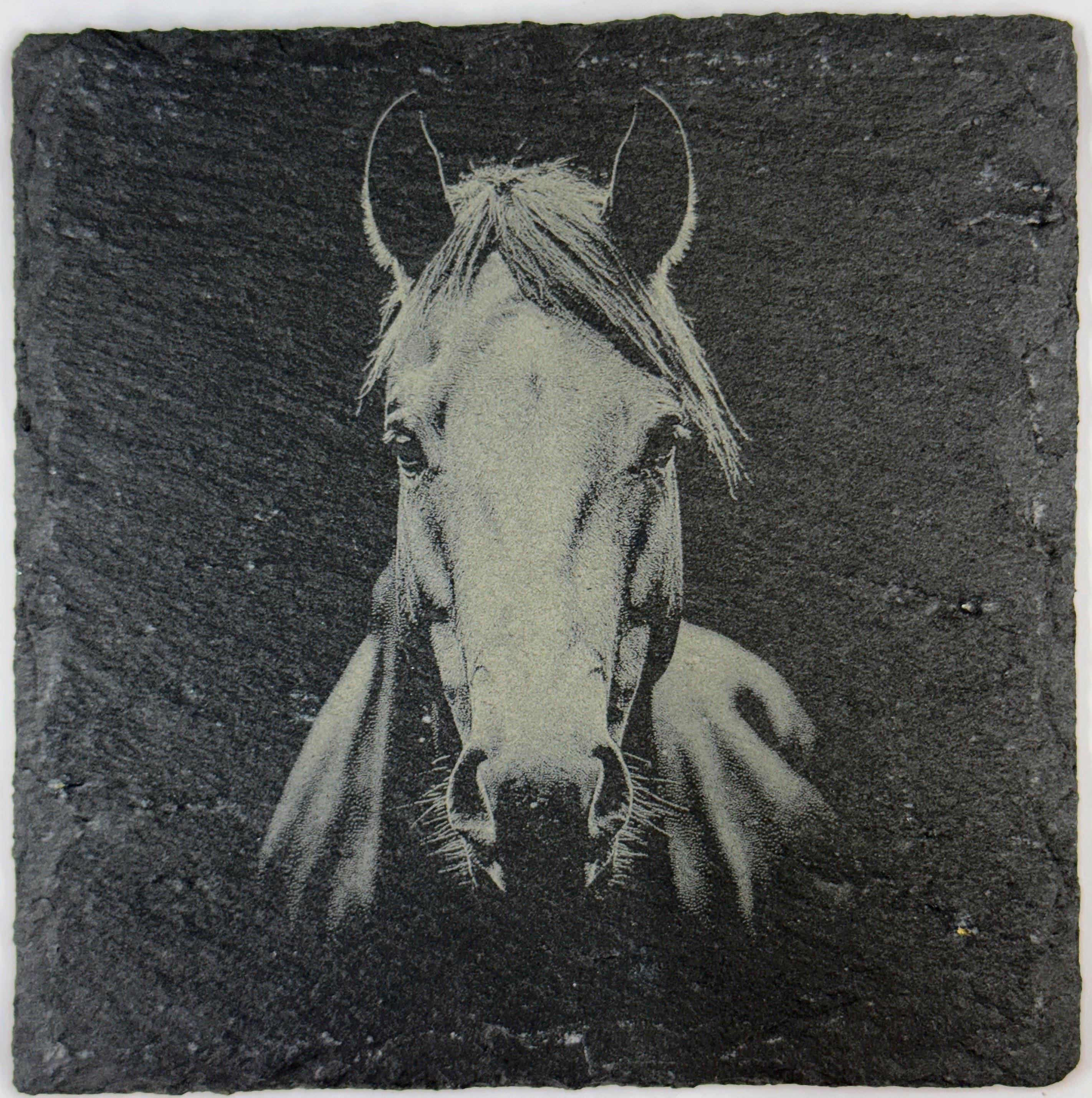 Elegant Horse Slate Coasters – Laser Engraved Stone Drinkware - 4 different designs