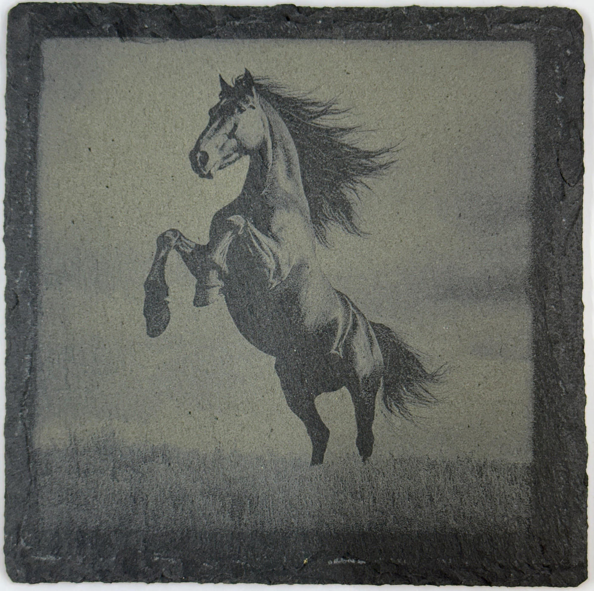 Elegant Horse Slate Coasters – Laser Engraved Stone Drinkware - 4 different designs