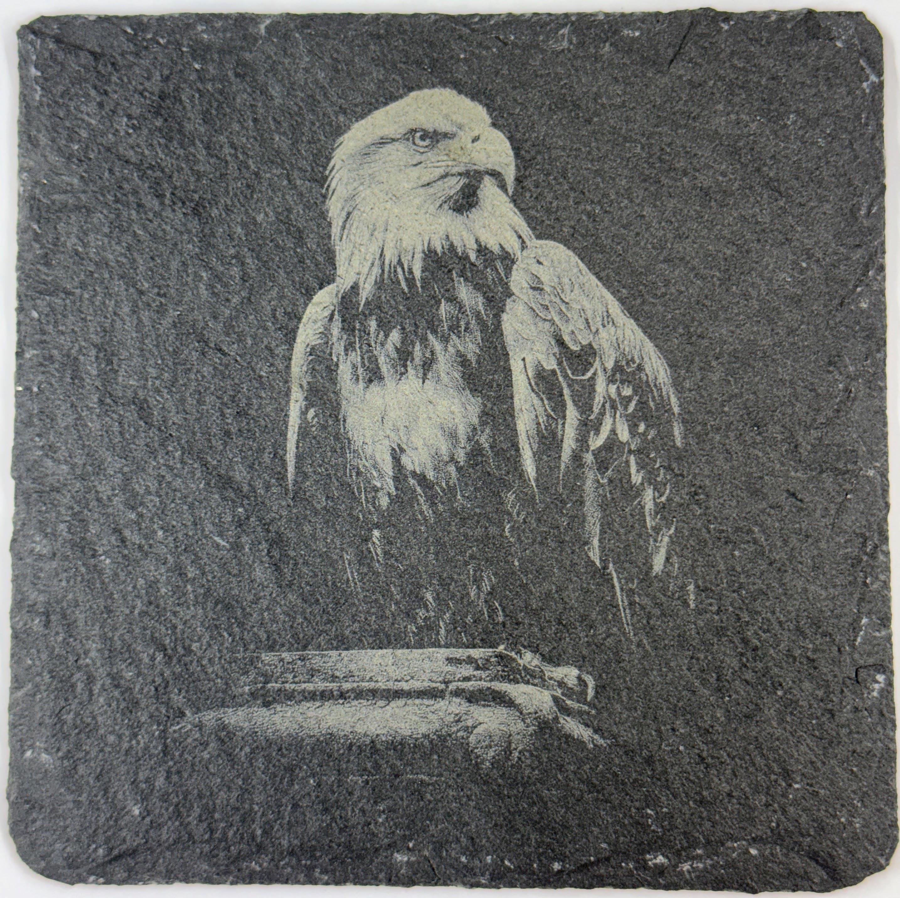 Bald Eagle Laser Engraved Slate Coasters – Patriotic Wildlife Drinkware