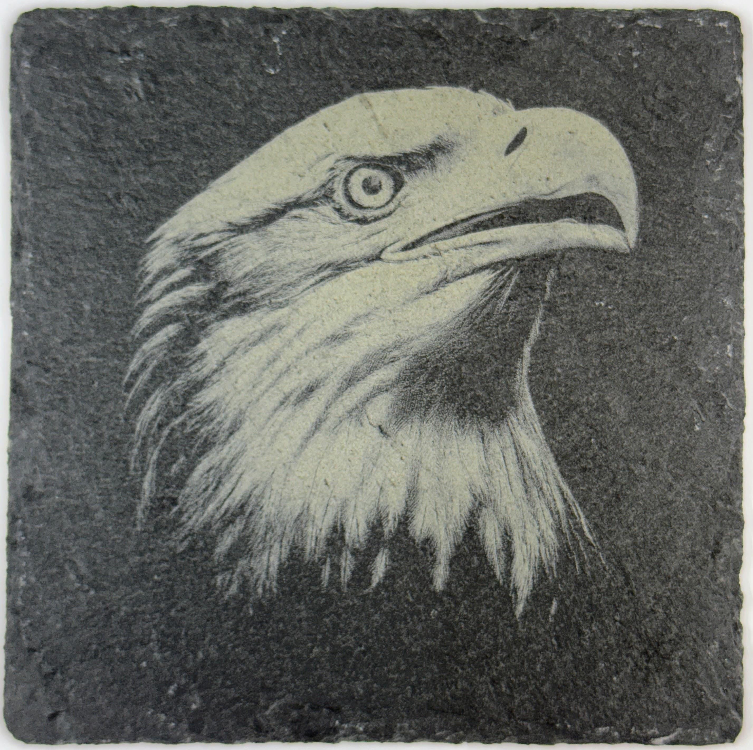 Bald Eagle Laser Engraved Slate Coasters – Patriotic Wildlife Drinkware