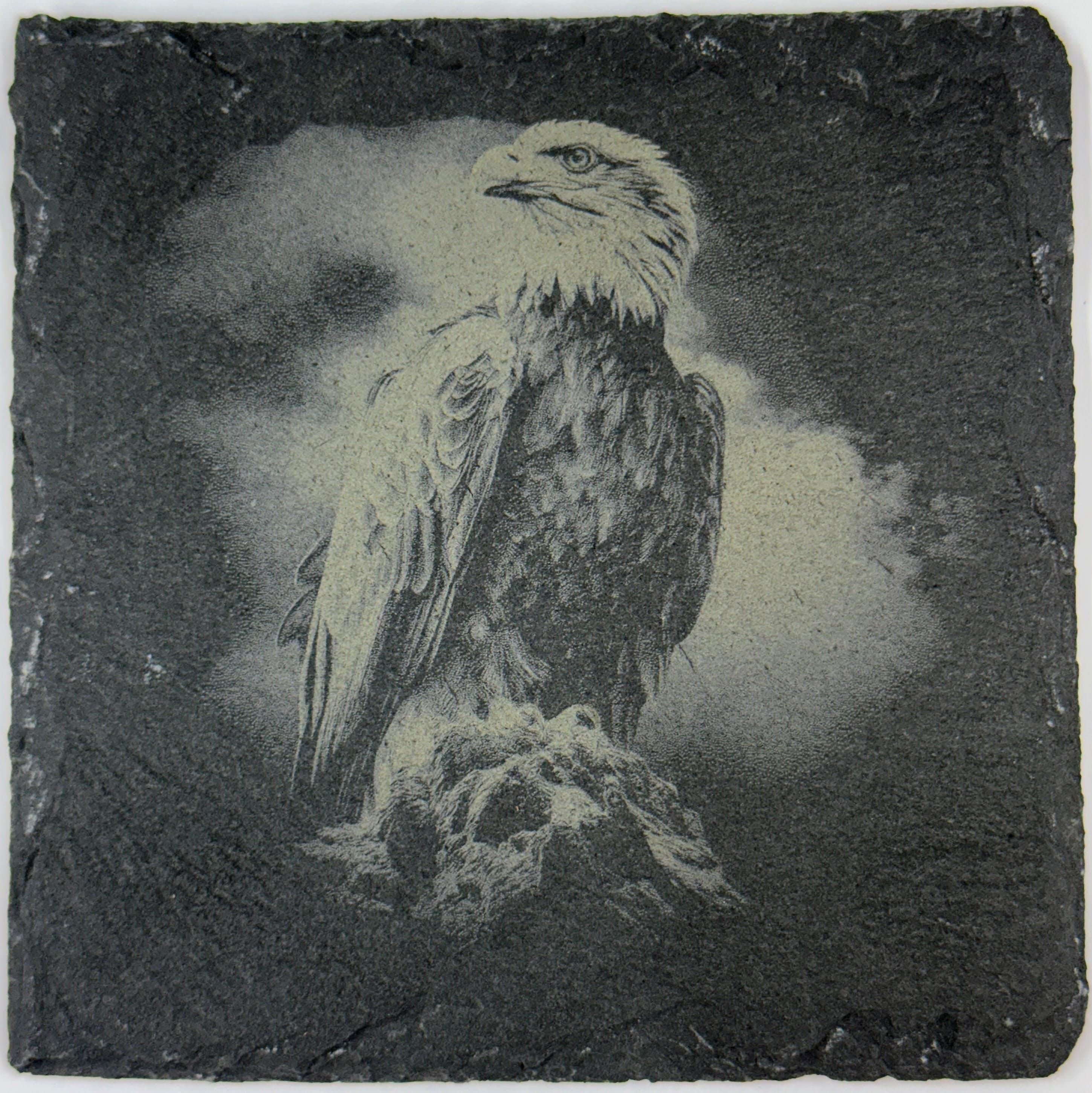 Bald Eagle Laser Engraved Slate Coasters – Patriotic Wildlife Drinkware