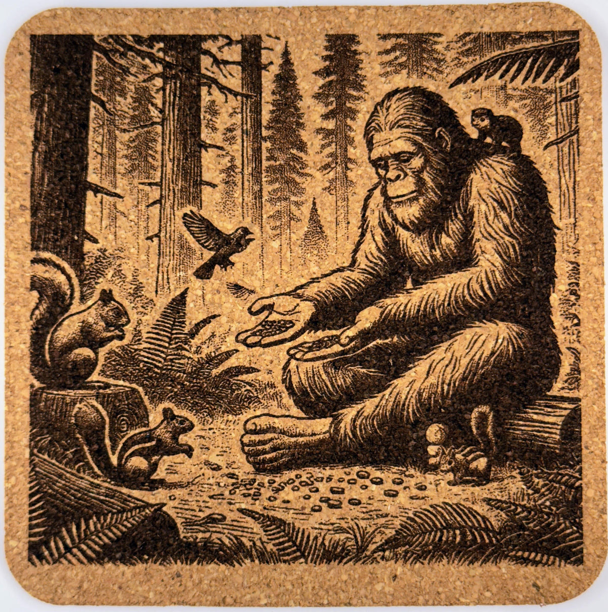 Bigfoot Pacific Northwest Camping & Hiking Cork Coaster Set