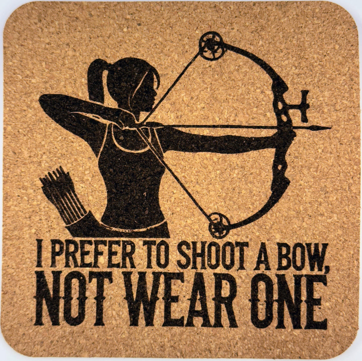 Archery Coaster Set – 4 Engraved Cork Coasters with Bow & Arrow Designs