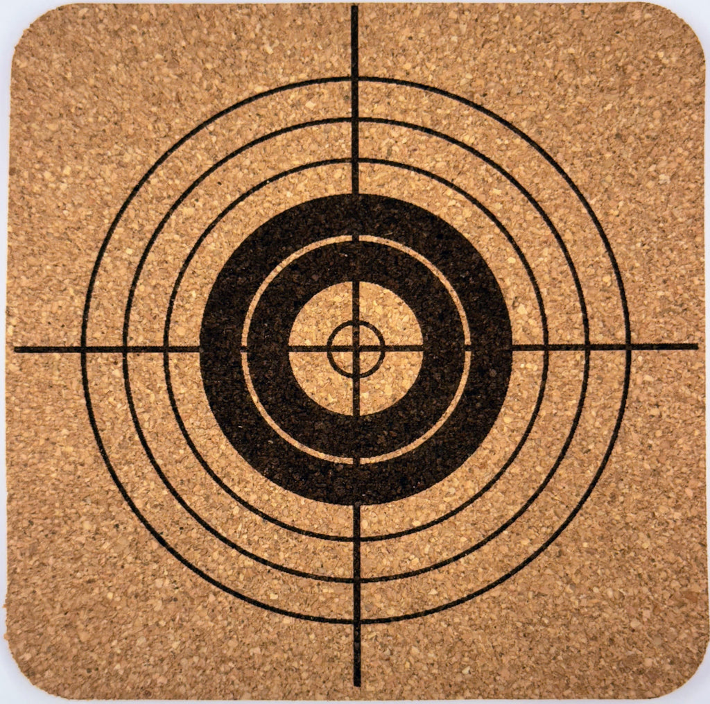 Archery Coaster Set – 4 Engraved Cork Coasters with Bow & Arrow Designs