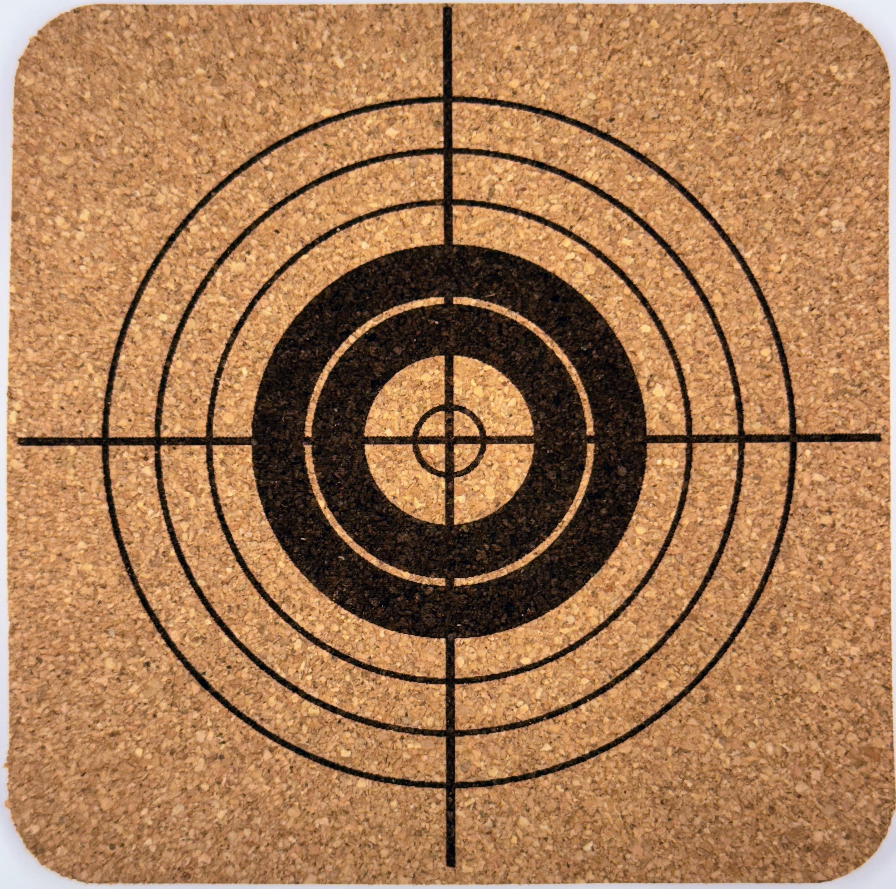 Archery Coaster Set – 4 Engraved Cork Coasters with Bow & Arrow Designs