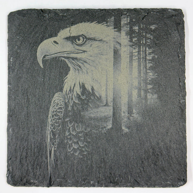 Bald Eagle Wildlife and Nature Set of 4 Laser Engraved Slate Drink Coasters