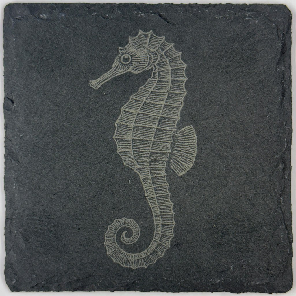 Engraved Slate Sea Creature Coasters: Nautical Ocean Theme Gift Set