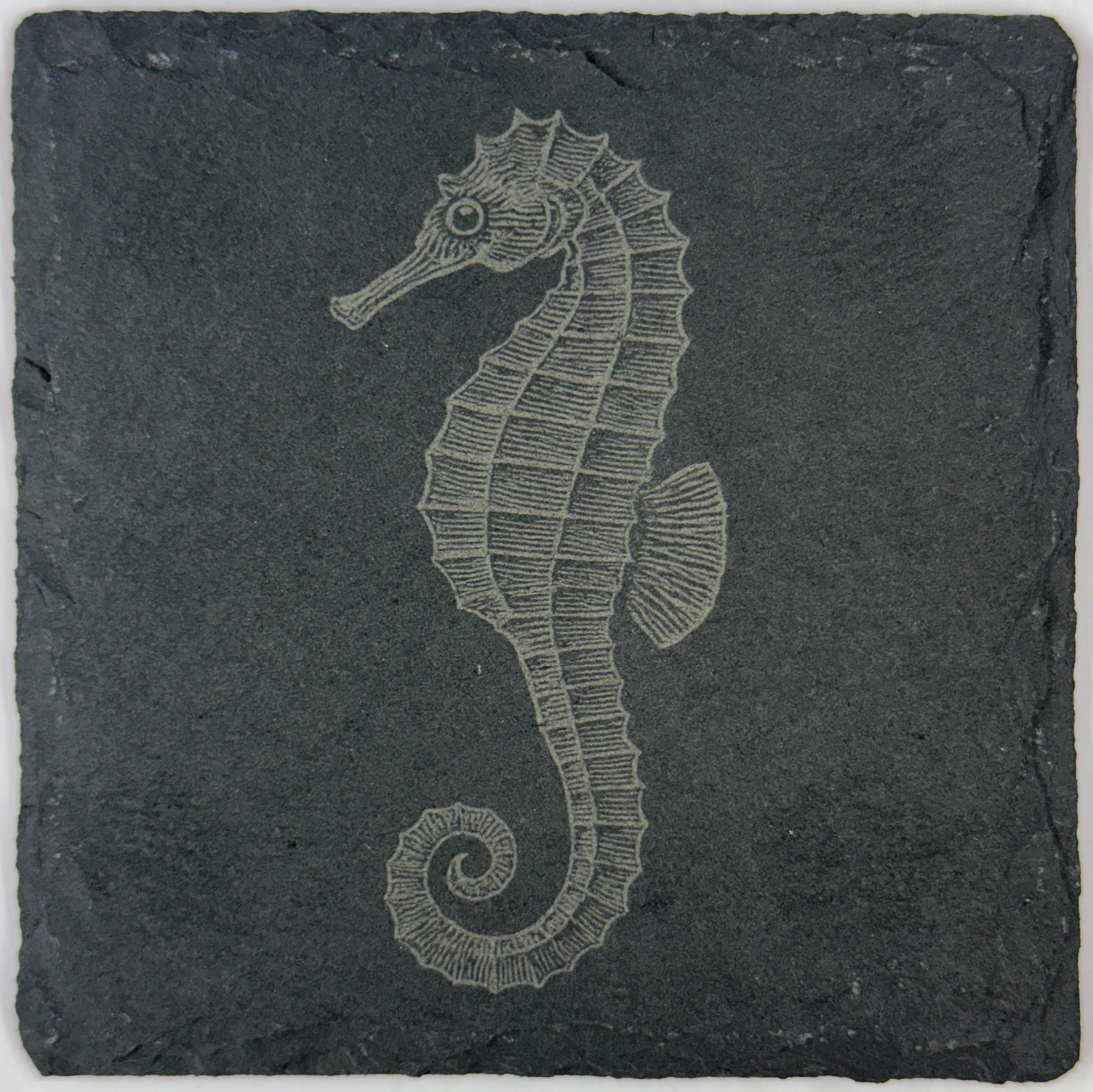 Engraved Slate Sea Creature Coasters: Nautical Ocean Theme Gift Set