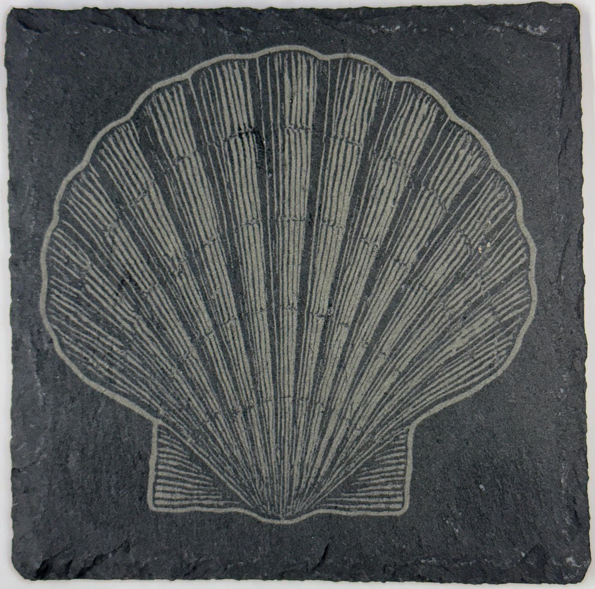 Engraved Slate Seashell Coasters: Nautical Ocean Theme Drinkware