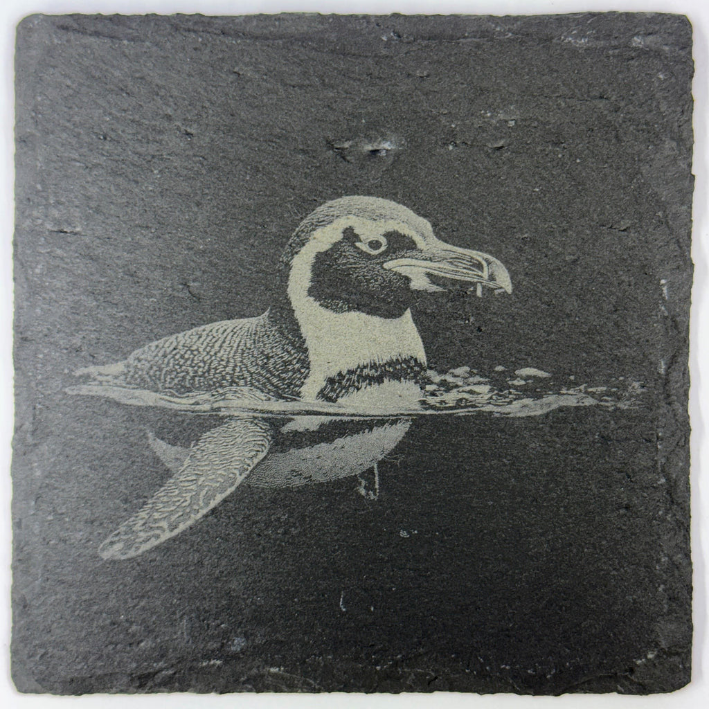 Penguin Antarctic Wildlife, Polar Home Decor, Set of 4 Laser Engraved Slate Coasters