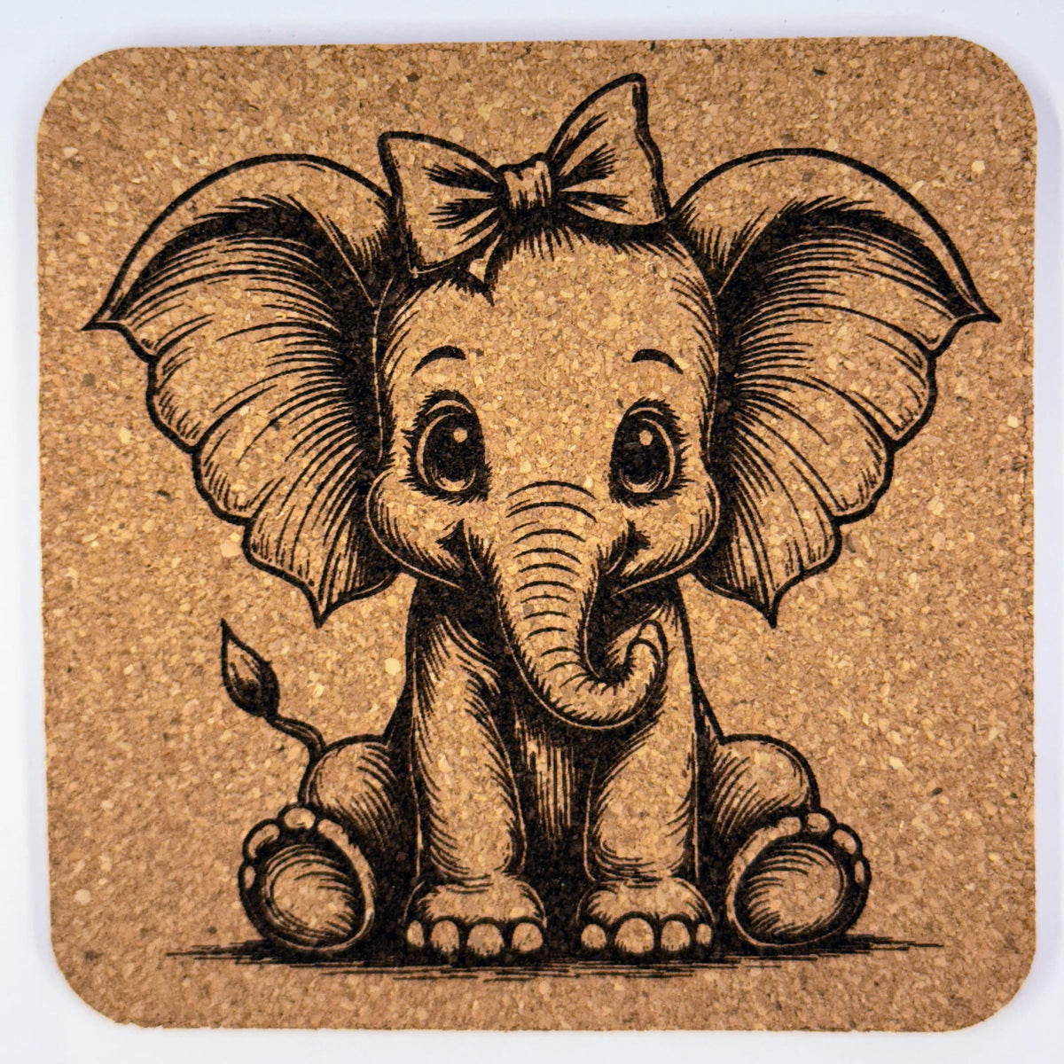 Baby Elephant Cork Coaster Set: Nursery Decor, Animal Lover Gift