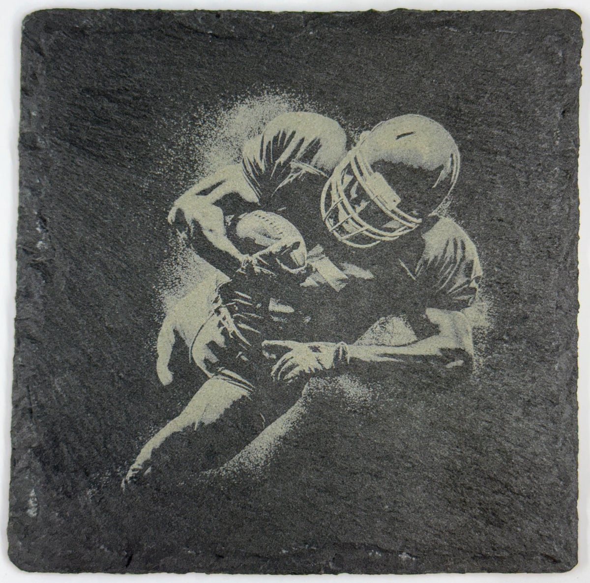 Laser Engraved Football Slate Coasters: Quarterback, Receiver, Runner Designs