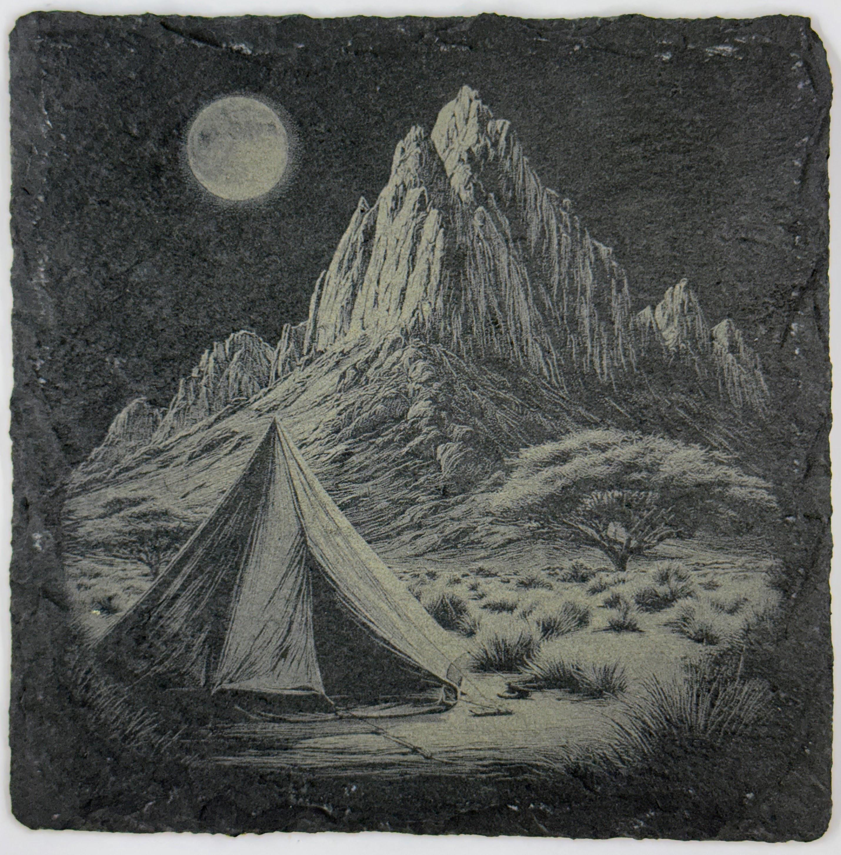 Mountain & Forest Camping Coasters – Scenic Tent and Campfire Designs on Slate