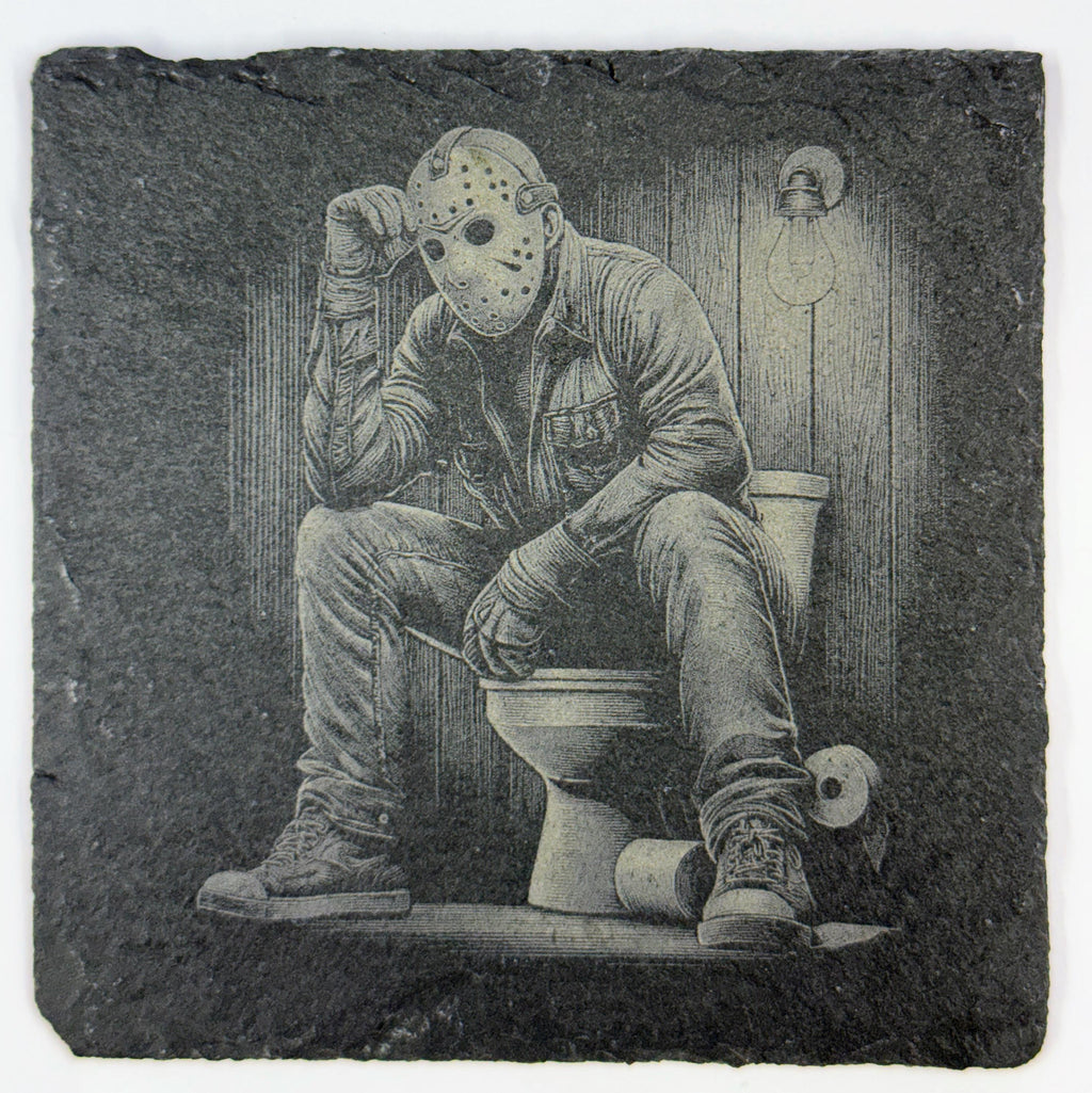 Horror Movie Villain Coaster Set – Funny Slate Drink Coasters with Scary Characters