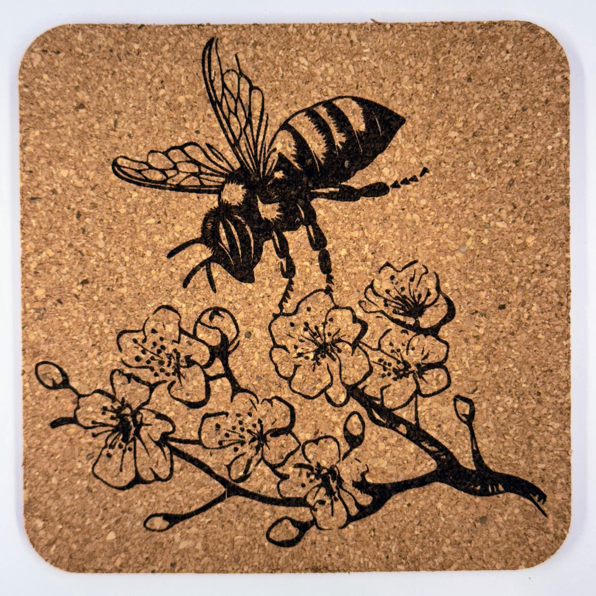 HoneyBee Coasters – Set of 4 Laser Engraved Nature-Inspired Bee Design