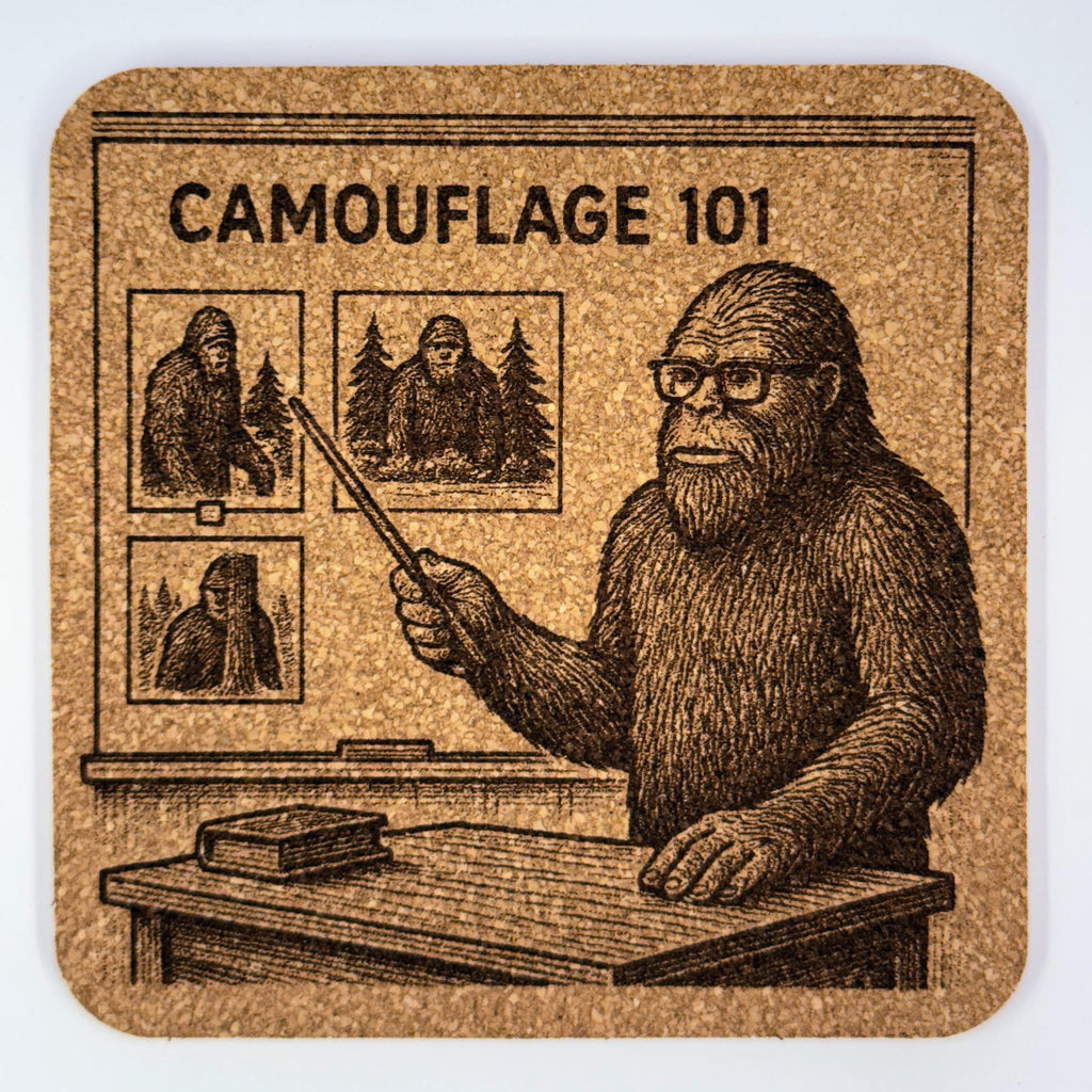 Bigfoot Teacher Set of 4 Laser Engraved Cork Coasters