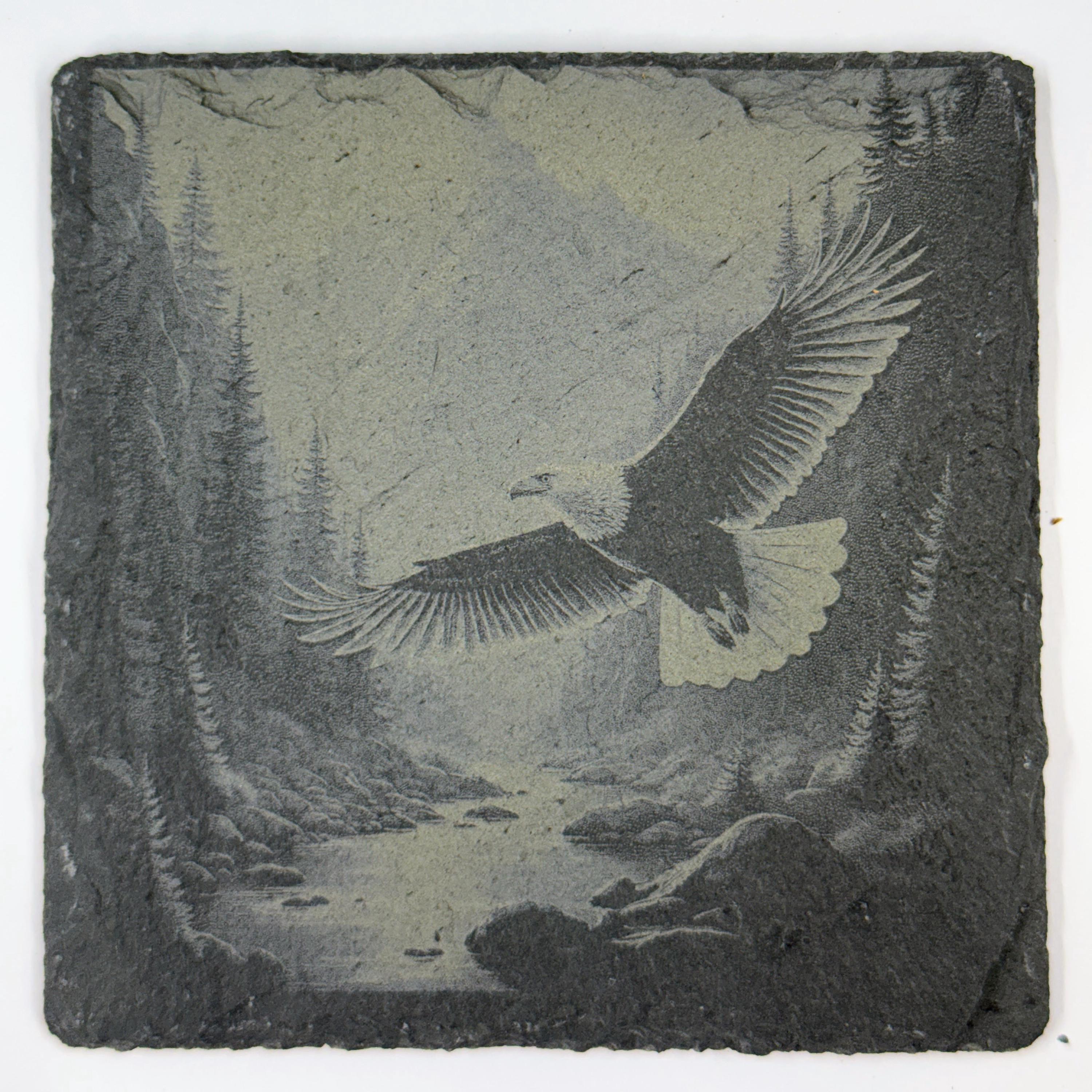 Bald Eagle Wildlife and Nature Set of 4 Laser Engraved Slate Drink Coasters