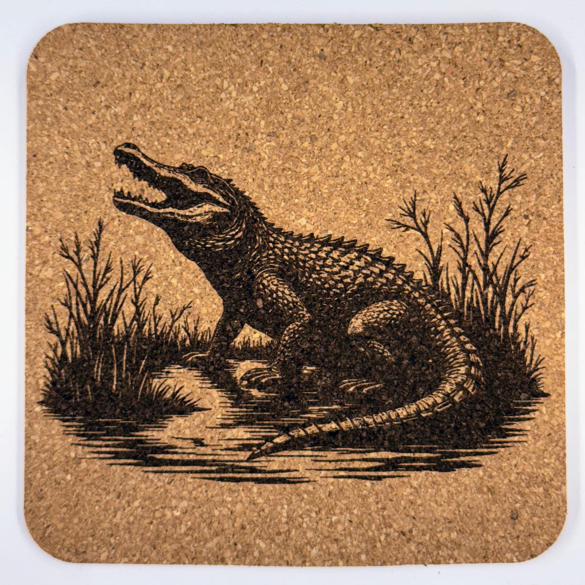 Alligator Cork Coaster Set - Rustic Wildlife Decor