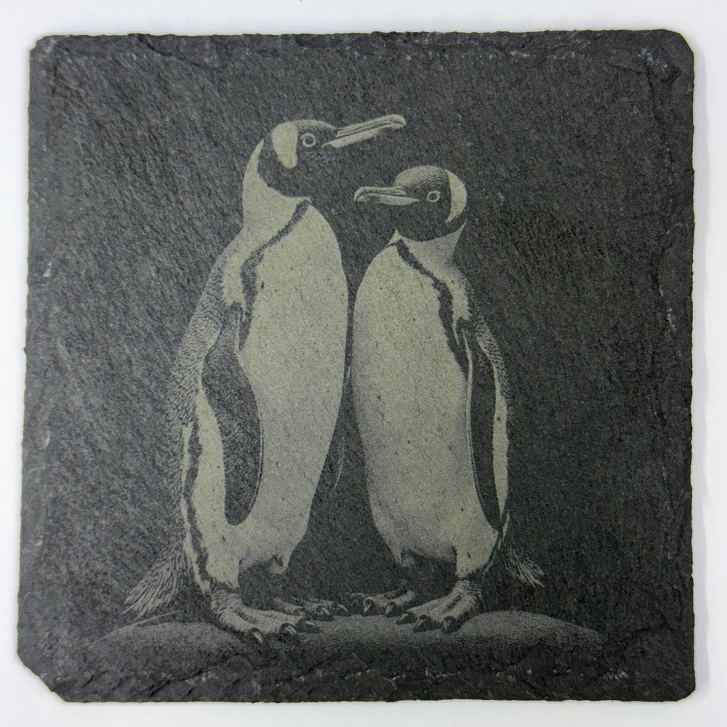 Penguin Antarctic Wildlife, Polar Home Decor, Set of 4 Laser Engraved Slate Coasters
