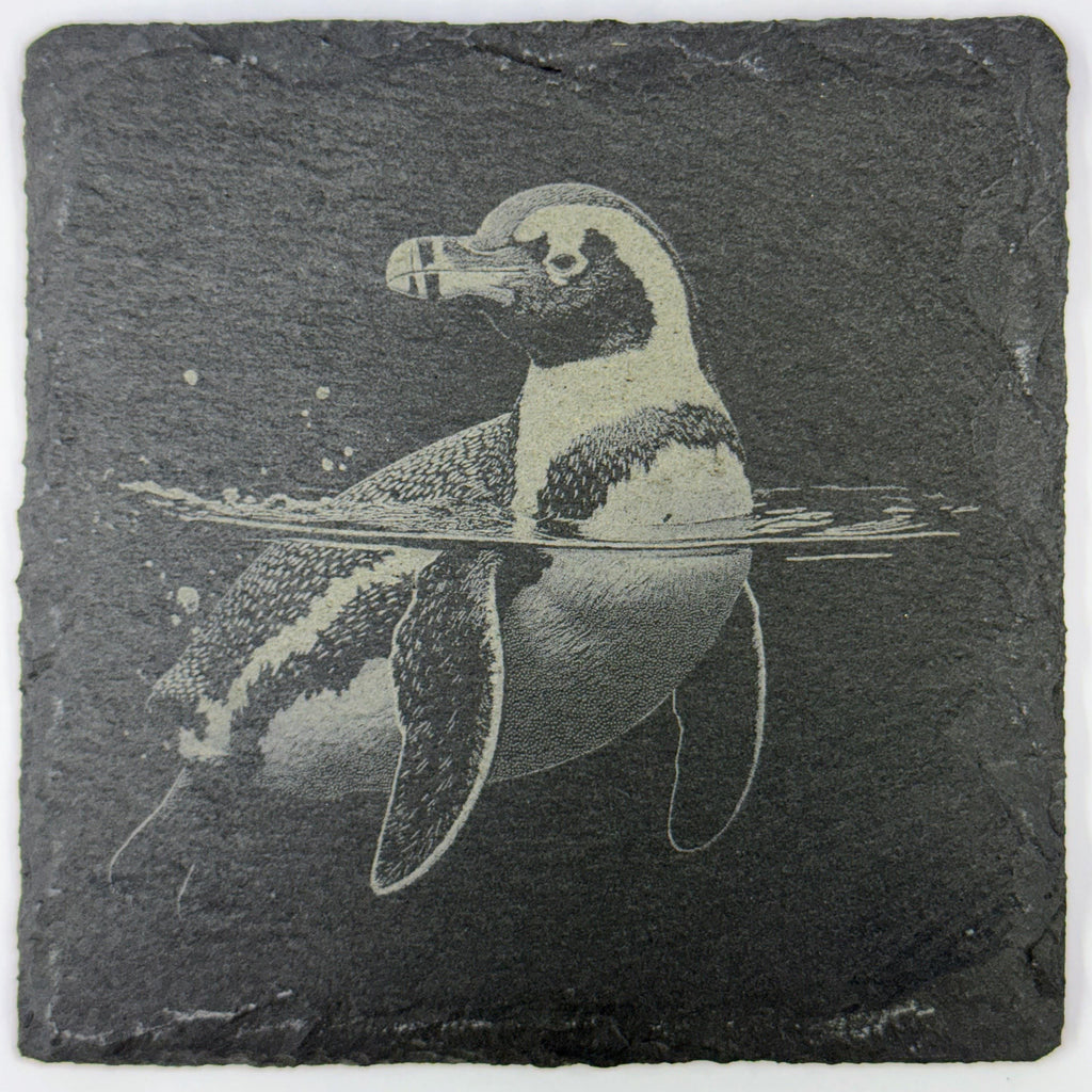 Penguin Antarctic Wildlife, Polar Home Decor, Set of 4 Laser Engraved Slate Coasters