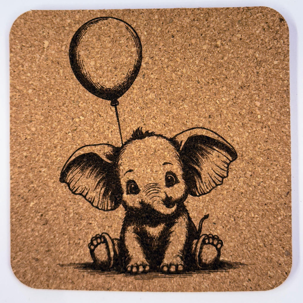 Baby Elephant Cork Coaster Set: Nursery Decor, Animal Lover Gift