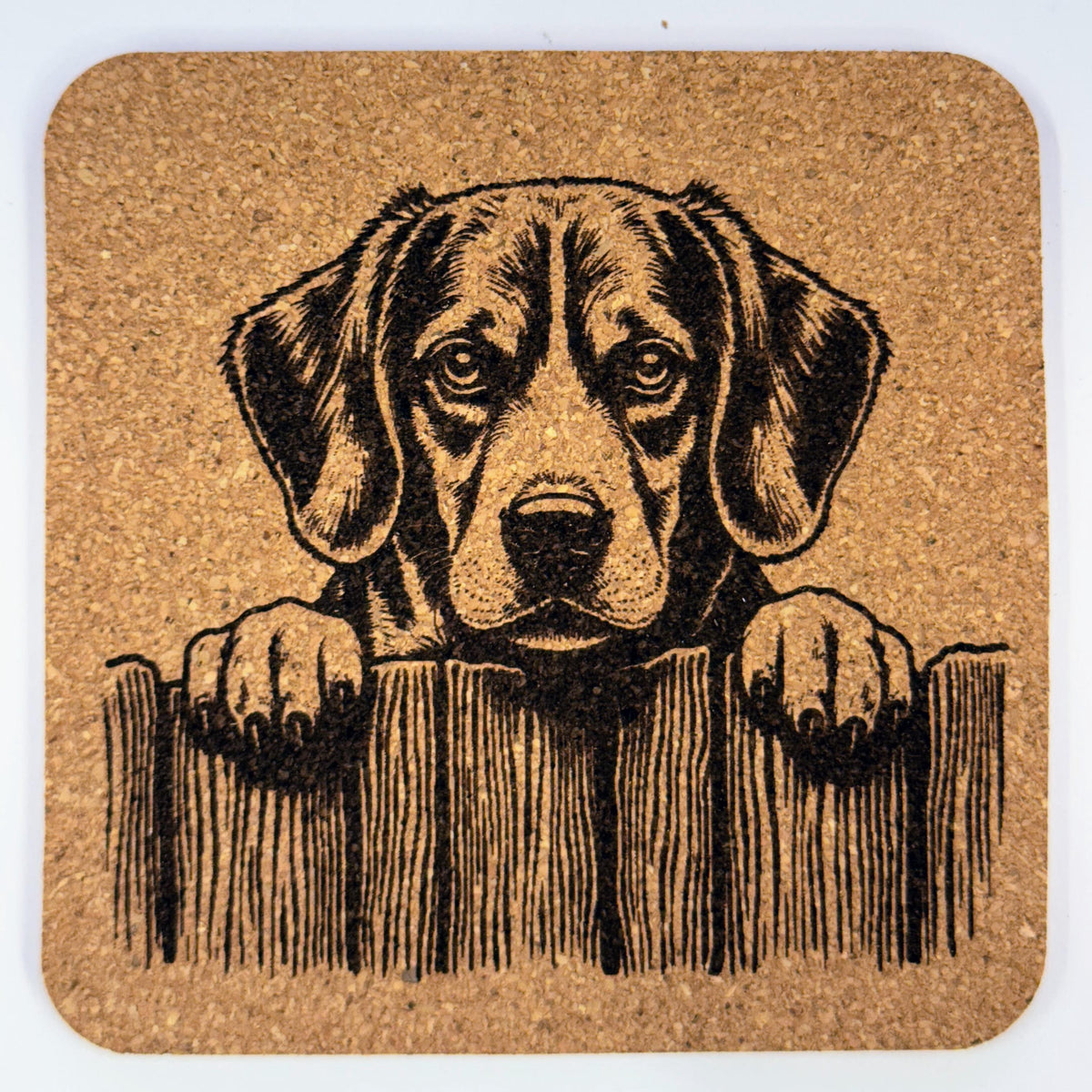 Beagle Cork Coasters – Rustic Hunting Dog Drink Coaster Set of 4