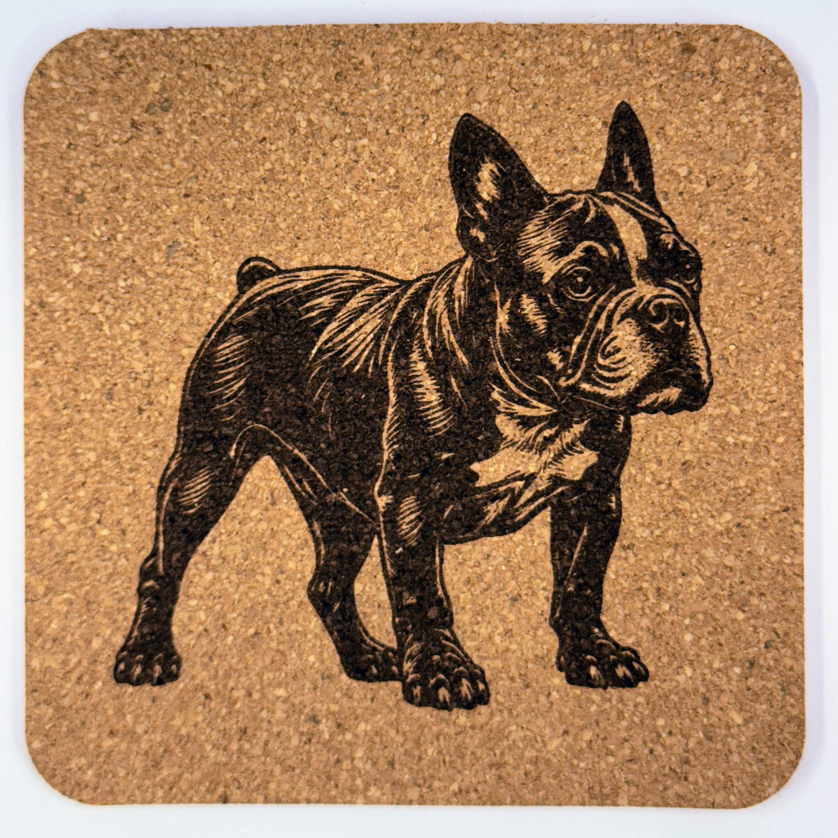 French Bulldog Cork Coasters – Rustic Dog Lover Gift Set of 4