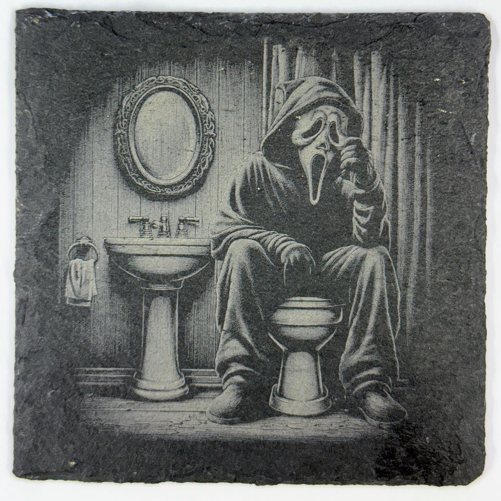 Horror Movie Villain Coaster Set – Funny Slate Drink Coasters with Scary Characters