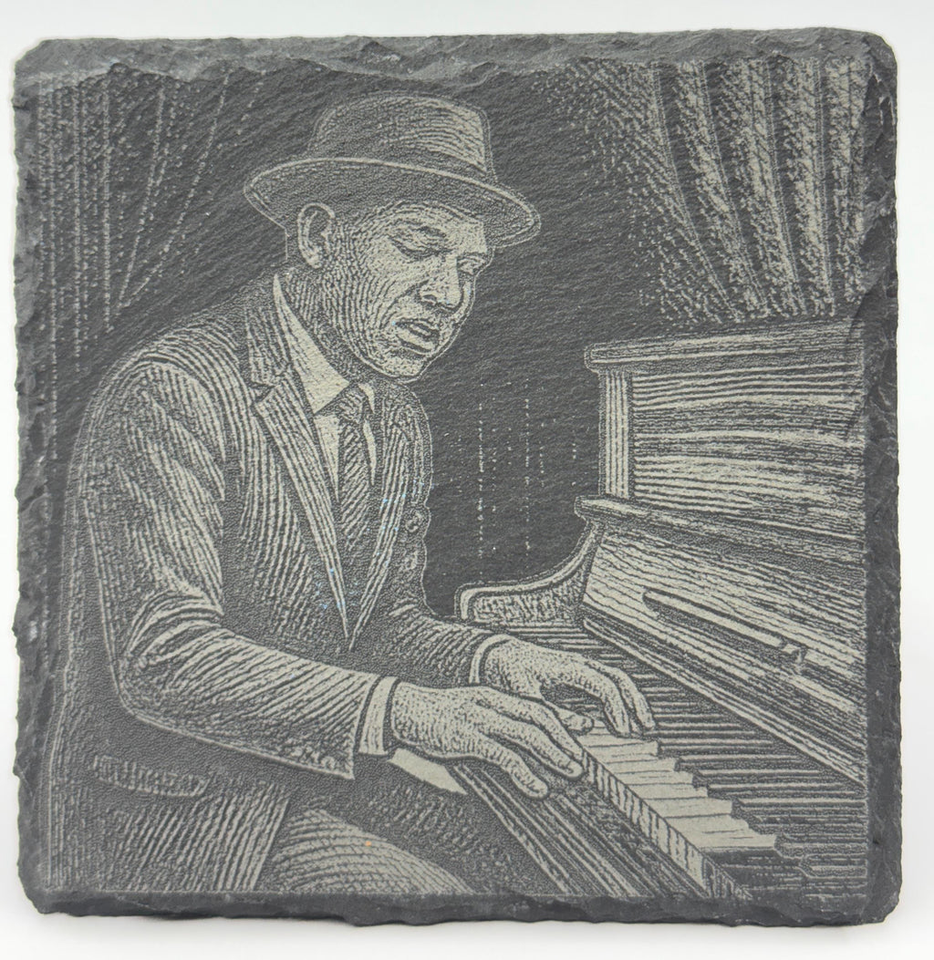 Jazz Slate Coasters (4-Pack) – Blues Musician Vintage Nightclub Art