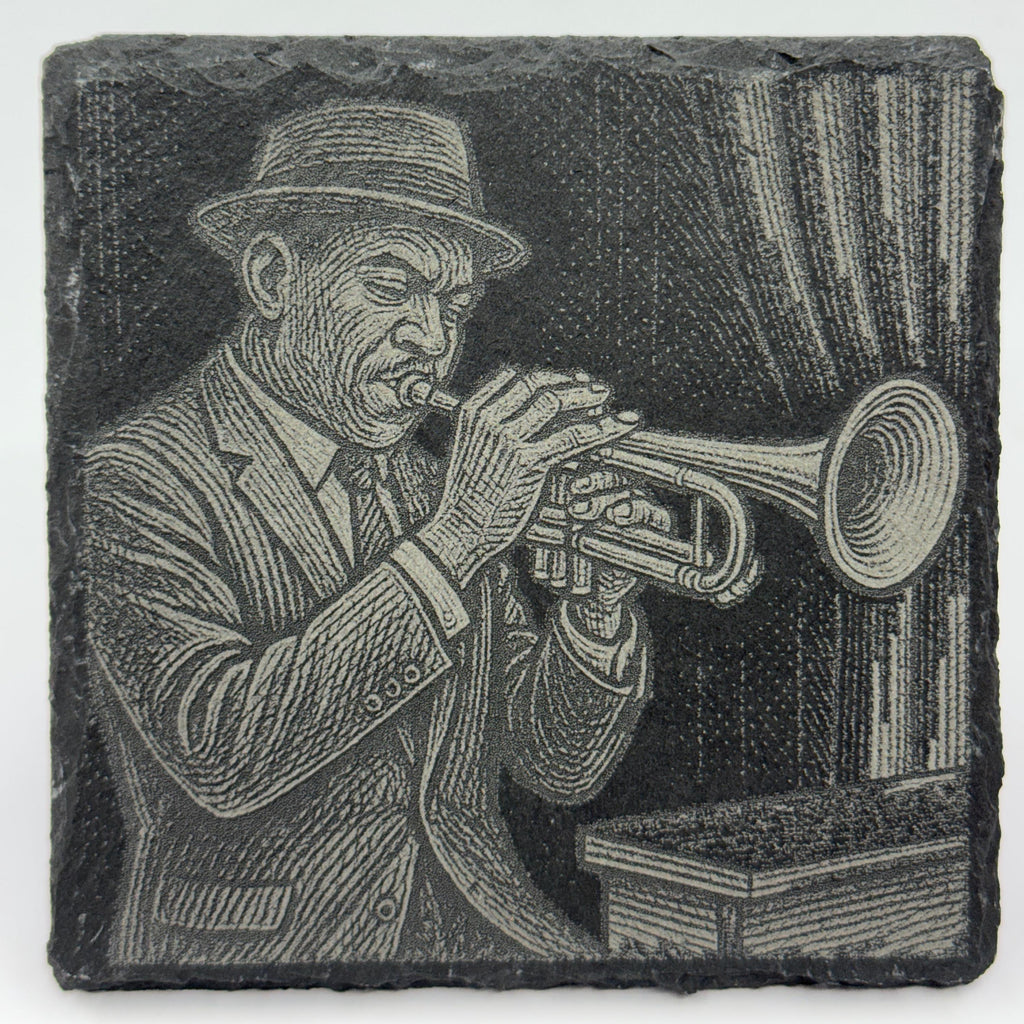 Jazz Slate Coasters (4-Pack) – Blues Musician Vintage Nightclub Art