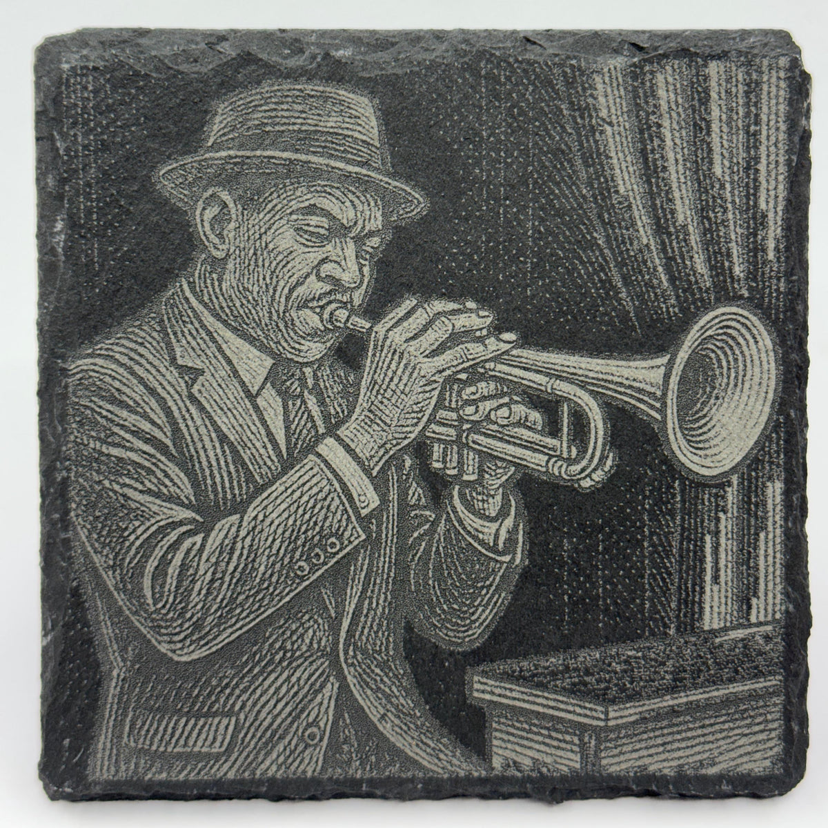 Jazz Slate Coasters (4-Pack) – Blues Musician Vintage Nightclub Art