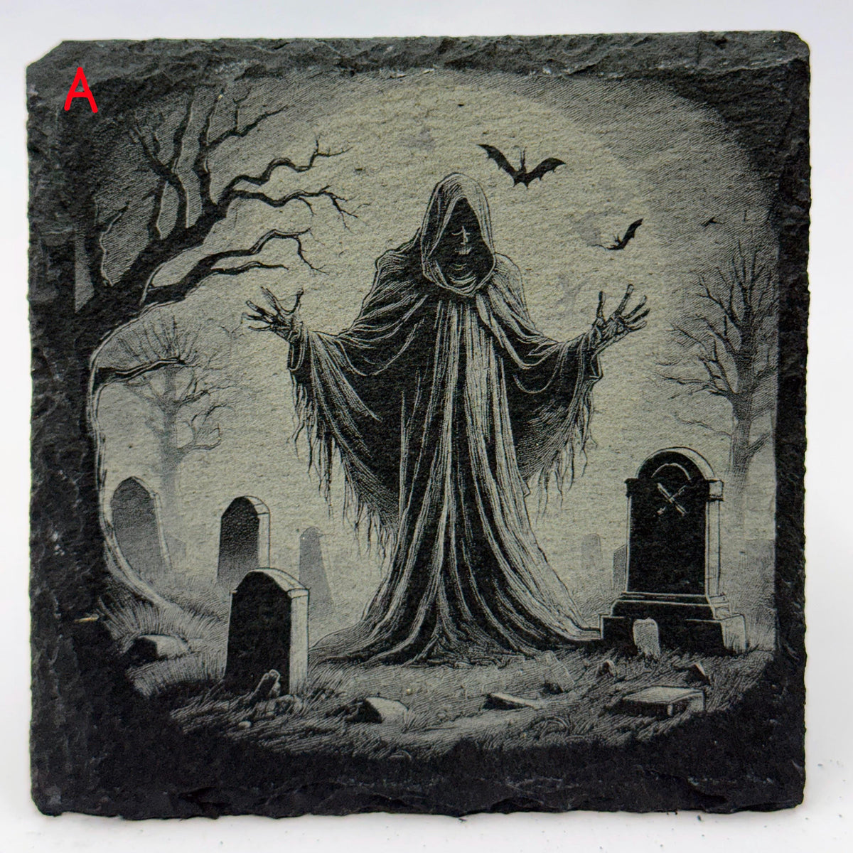 Halloween Slate Coasters – Haunted House, Witch, Skeleton, Cat, Raven & More – Choose Any 4