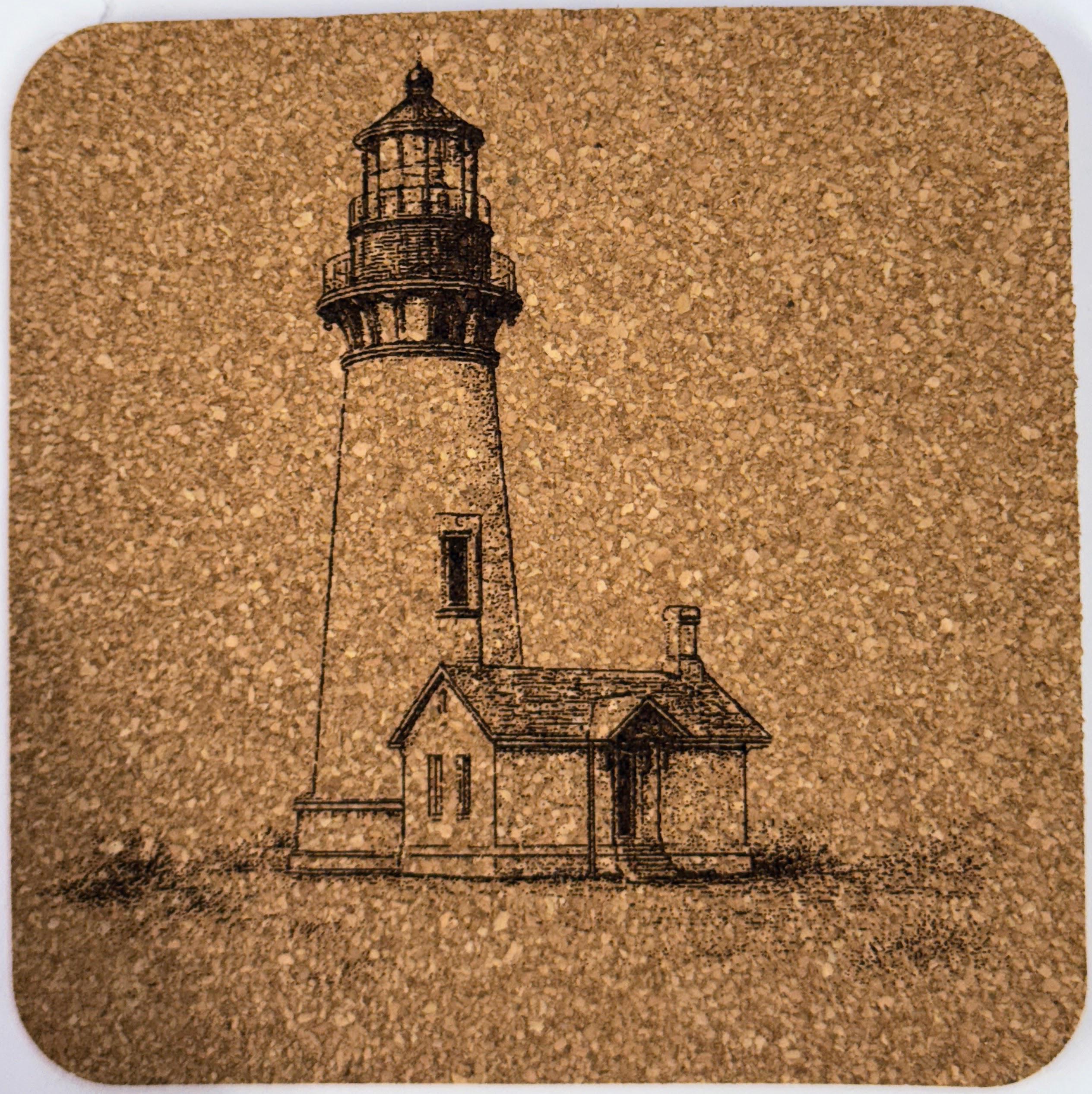 Oregon Lighthouses - Set of 4 Laser Engraved Cork Coasters