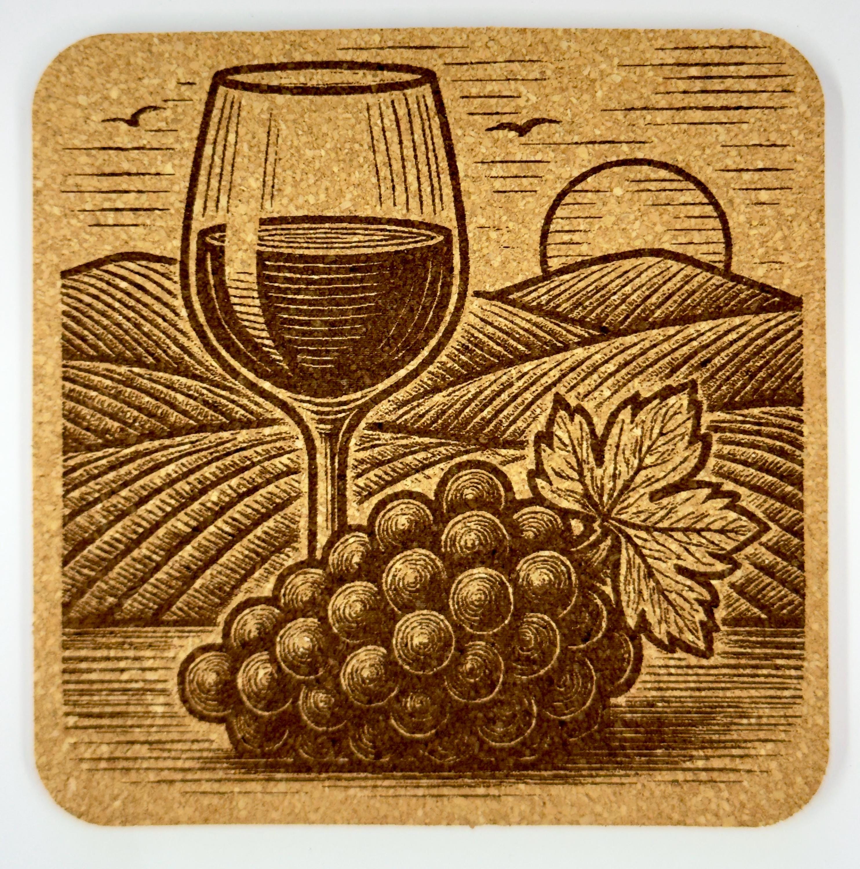 Wine Country – Set of 4 Square Cork Coasters