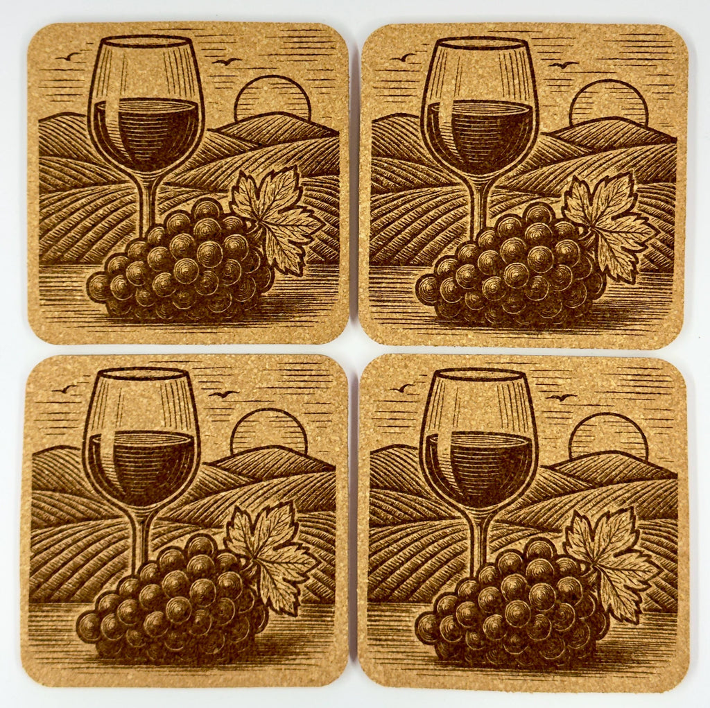 Wine Country – Set of 4 Square Cork Coasters