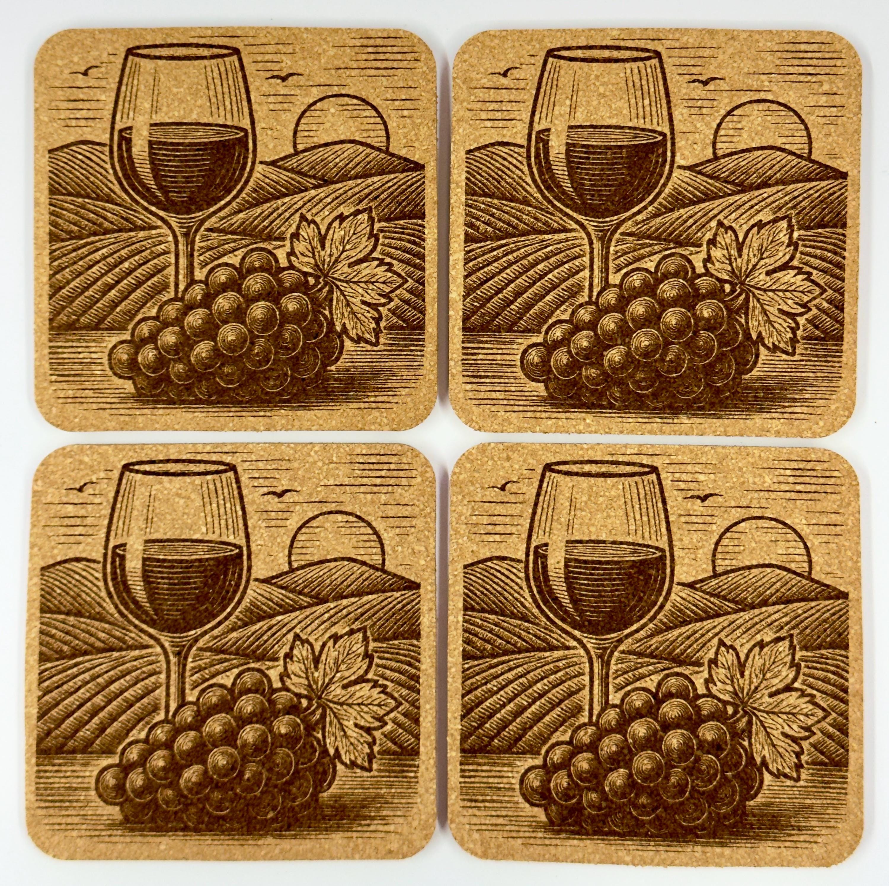 Wine Country – Set of 4 Square Cork Coasters