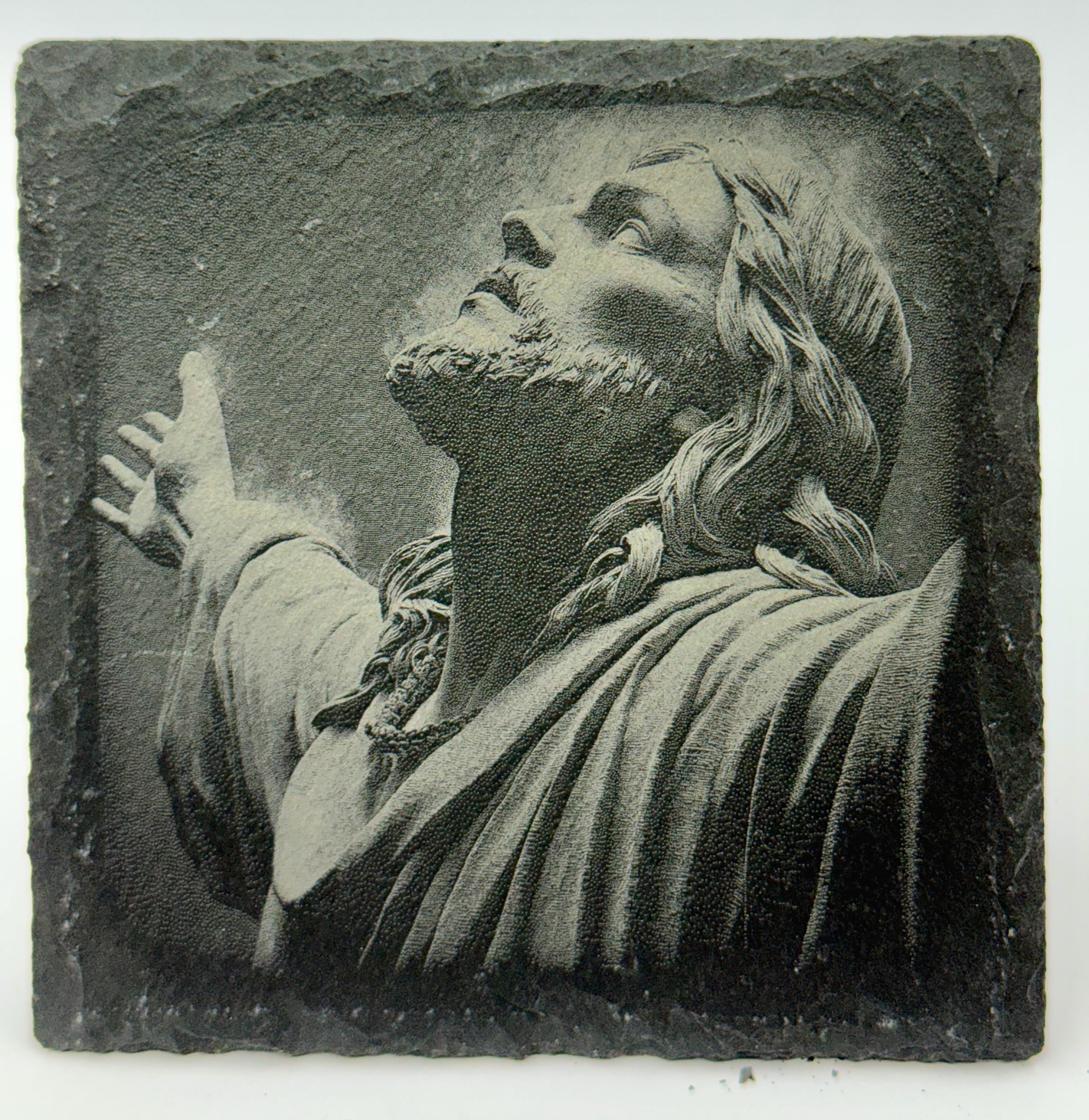 Engraved Jesus Slate Coasters: Christian Home Decor, Set of 4
